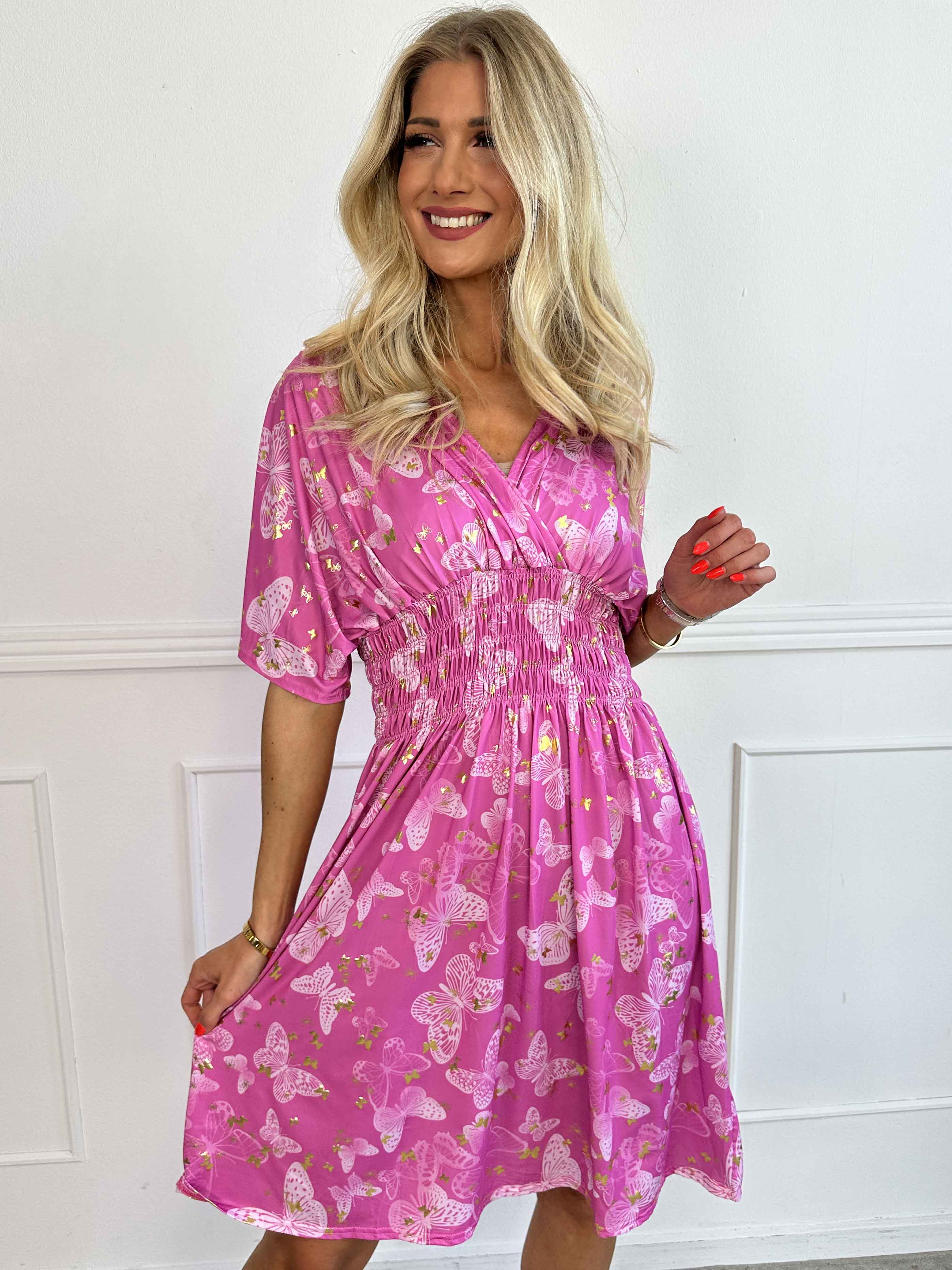 Pams Butterfly Short - Elastisk klänning med fjärilstryck