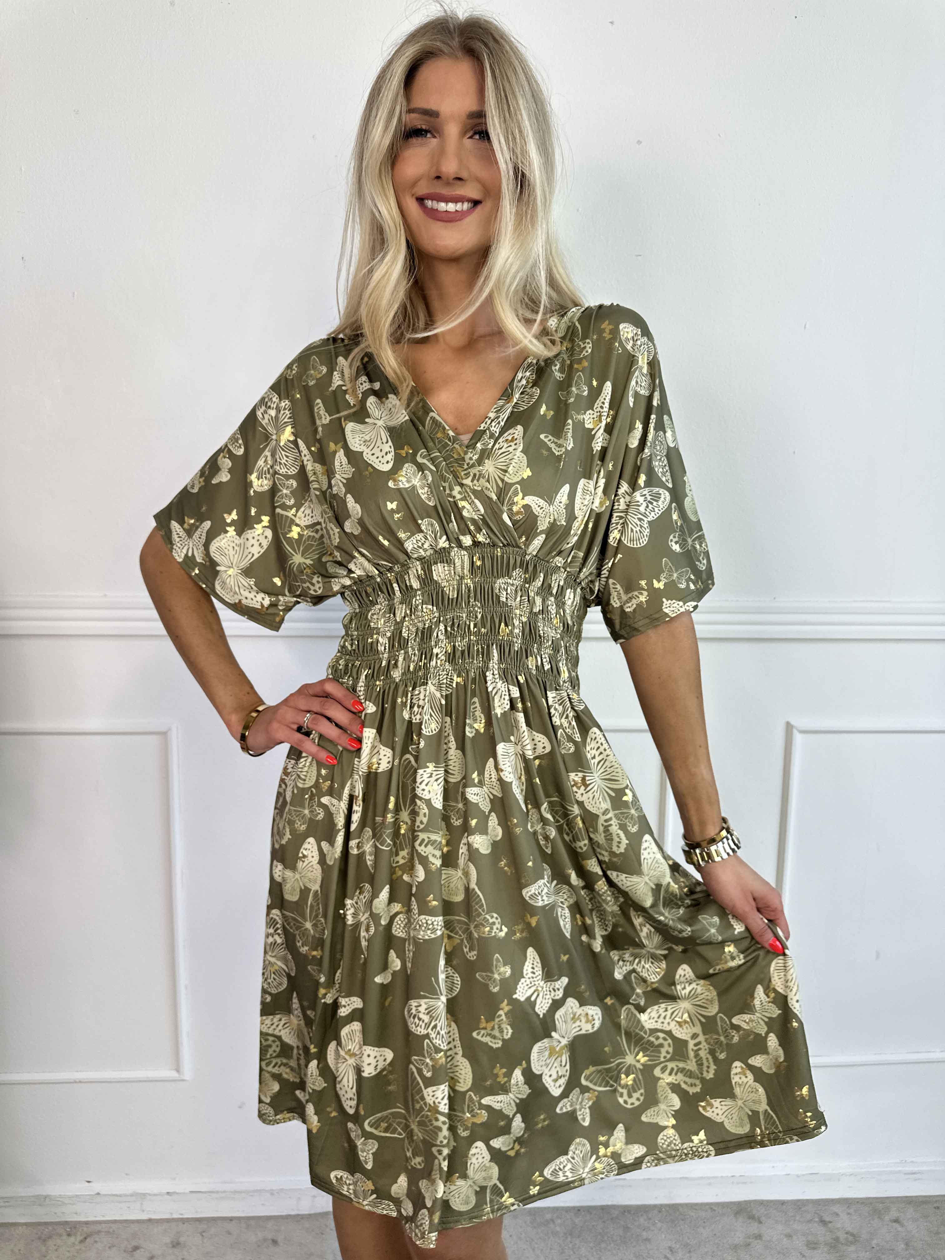 Pams Butterfly Short - Elastisk klänning med fjärilstryck