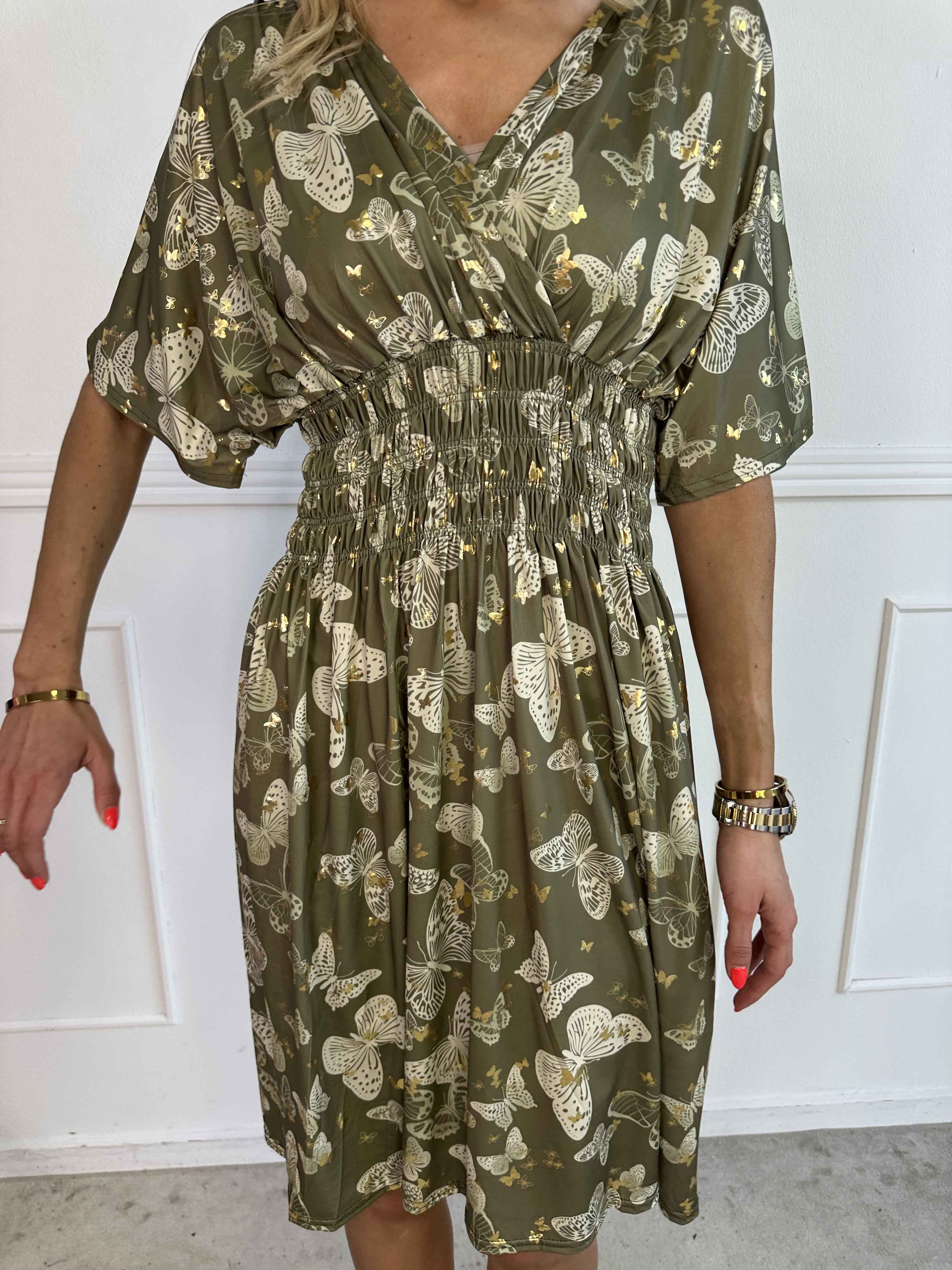 Pams Butterfly Short - Elastisk klänning med fjärilstryck