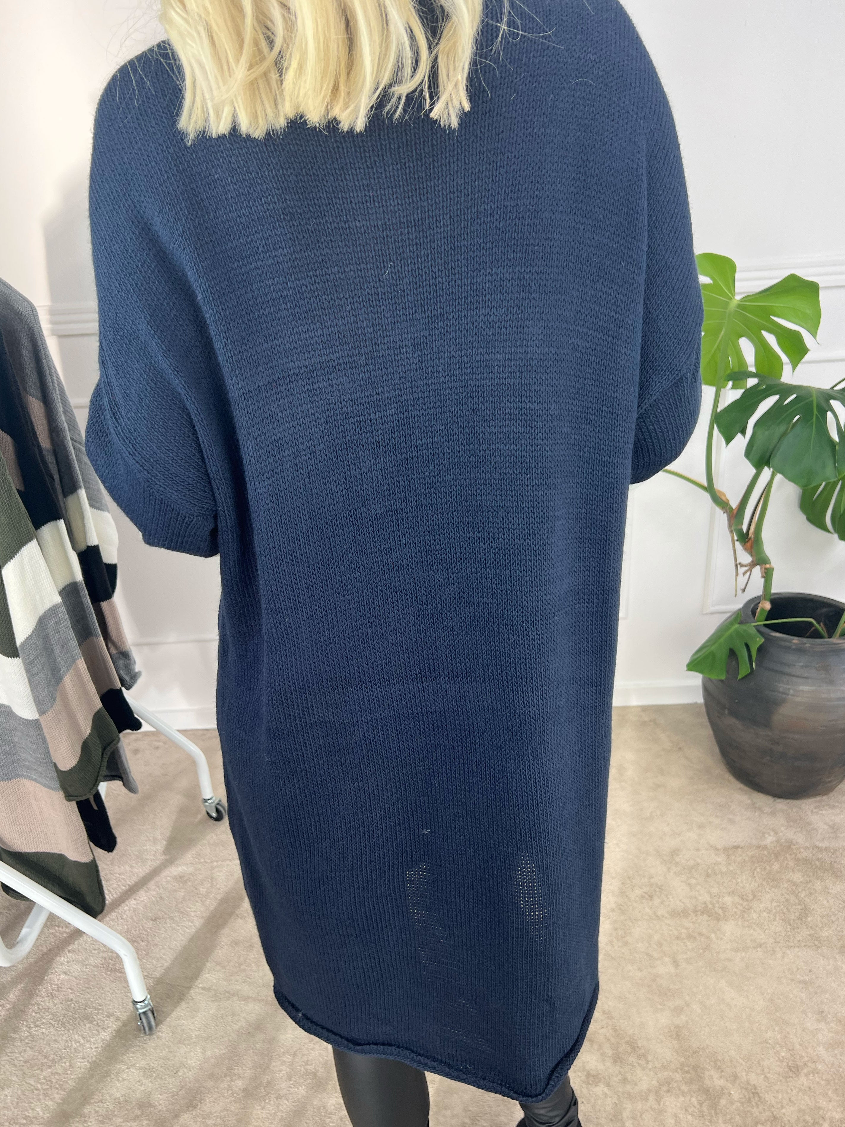 Love - Stickad klänning med breda ränder och text med glittertrådar