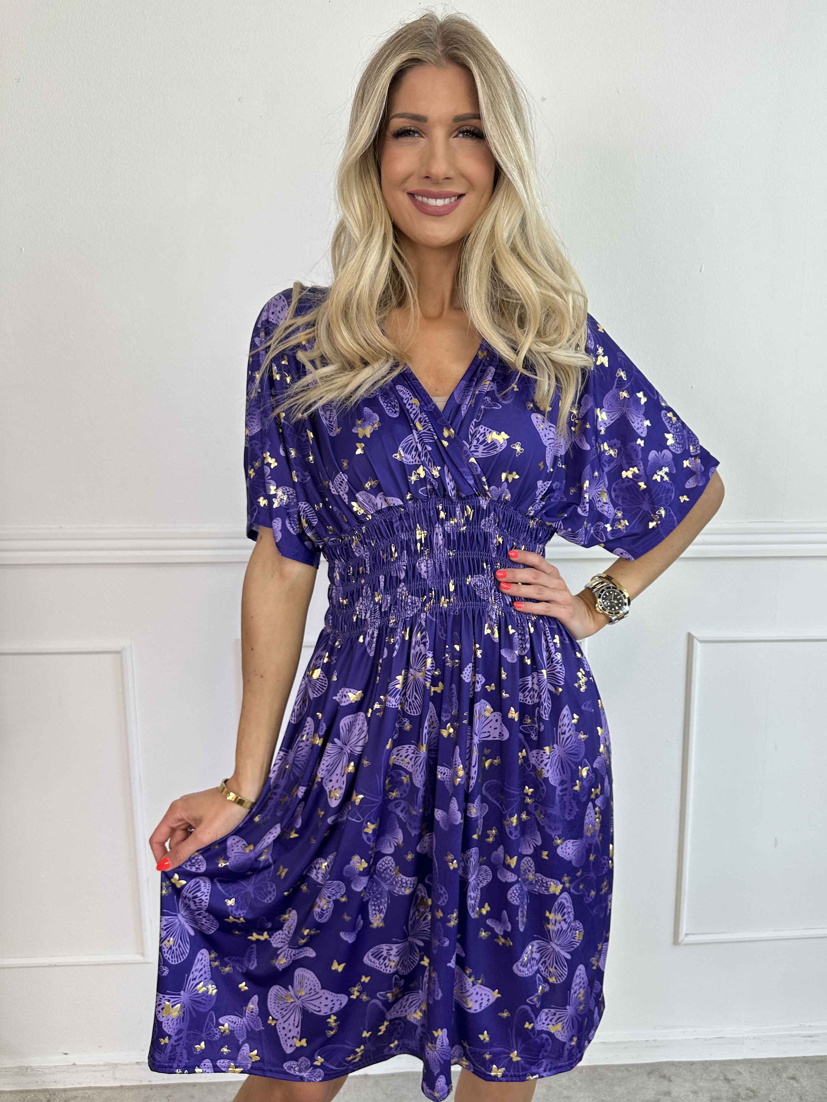 Pams Butterfly Short - Elastisk klänning med fjärilstryck