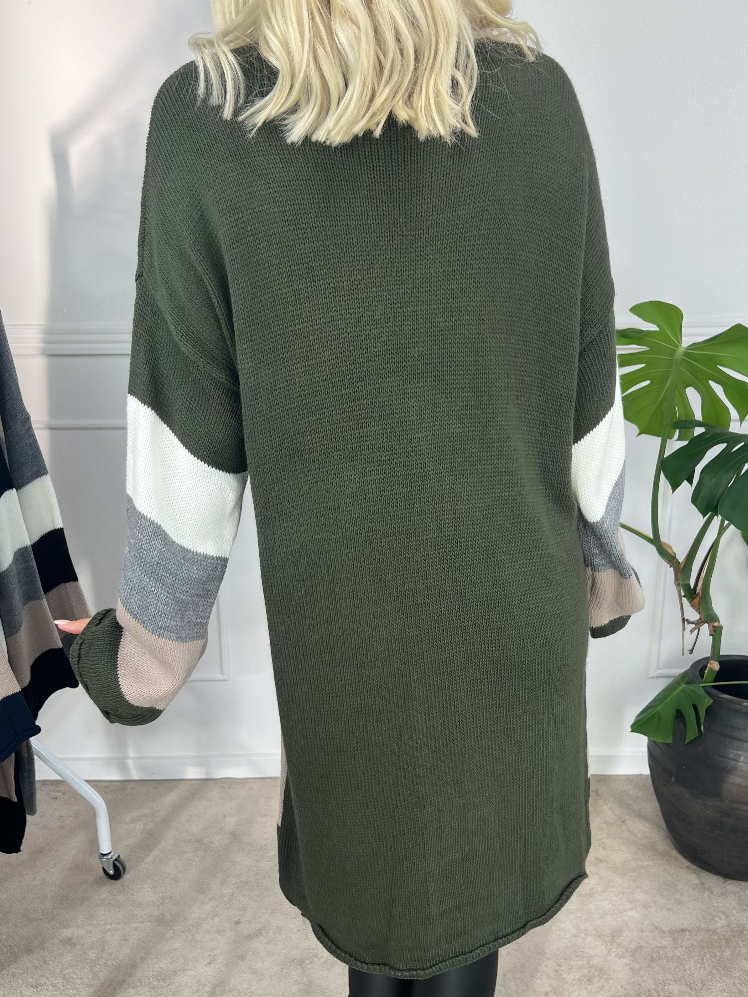 Love - Stickad klänning med breda ränder och text med glittertrådar