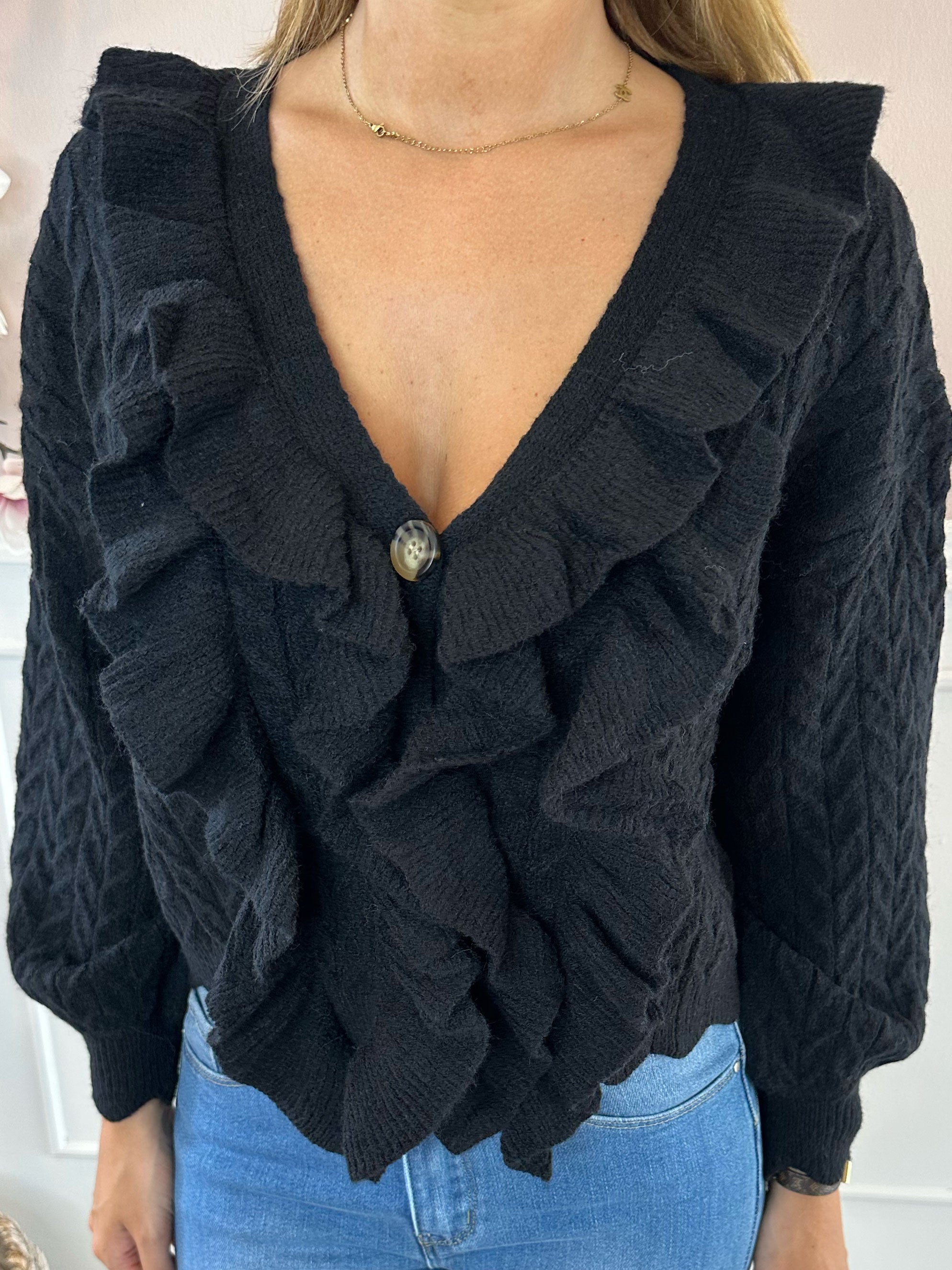 Melissa - Kort mjuk stickad kofta med stretch