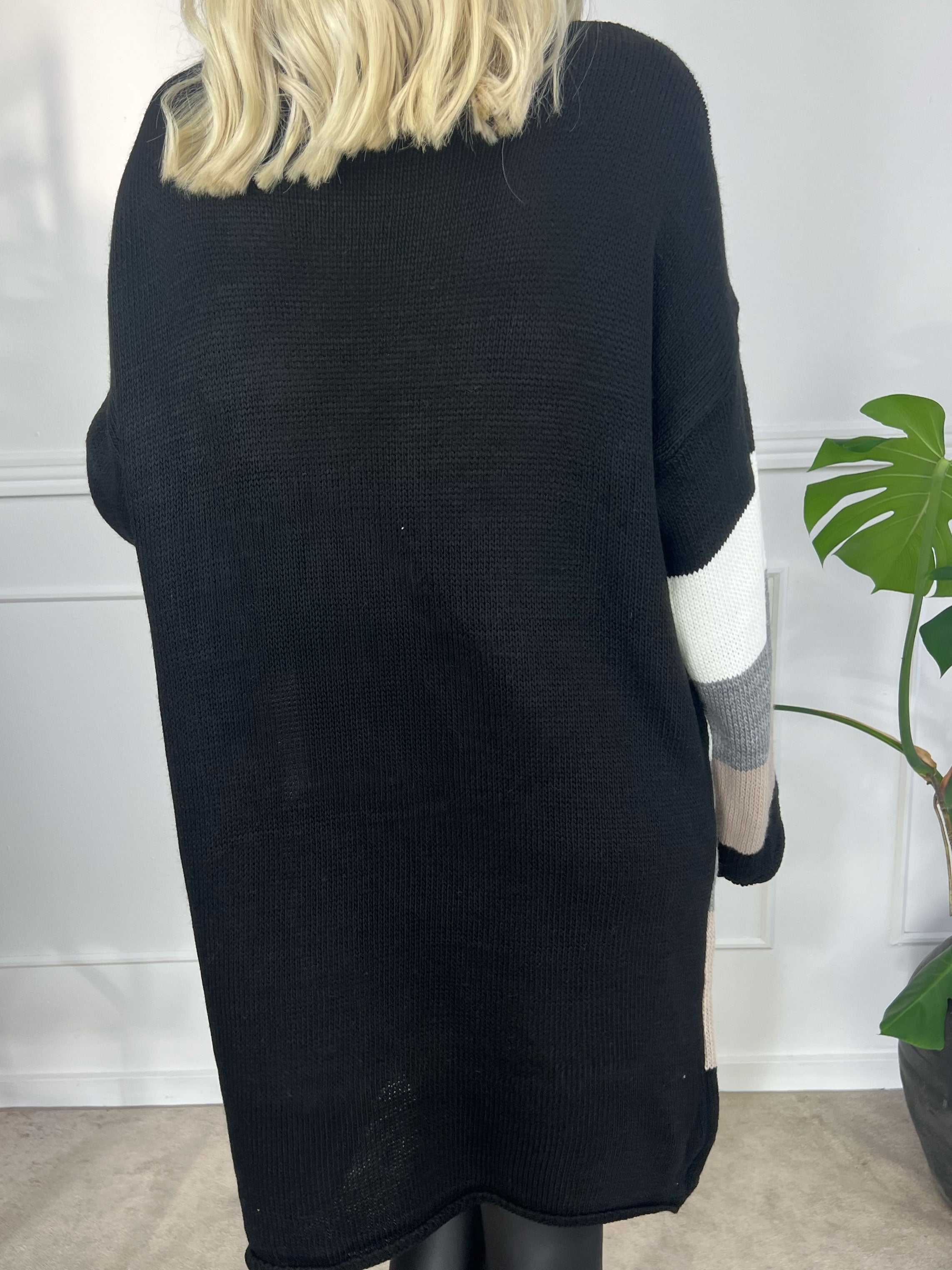 Love - Stickad klänning med breda ränder och text med glittertrådar