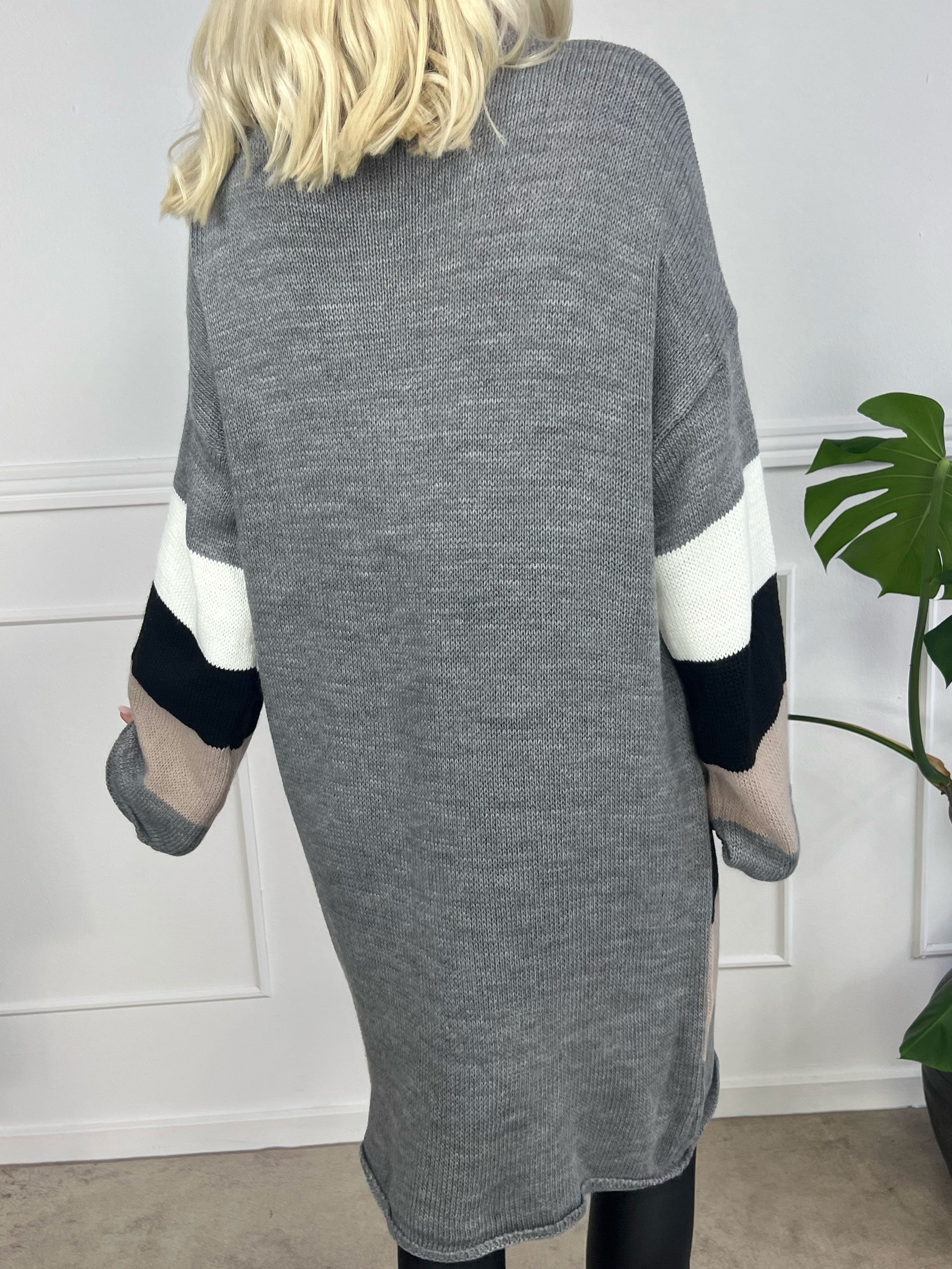 Love - Stickad klänning med breda ränder och text med glittertrådar