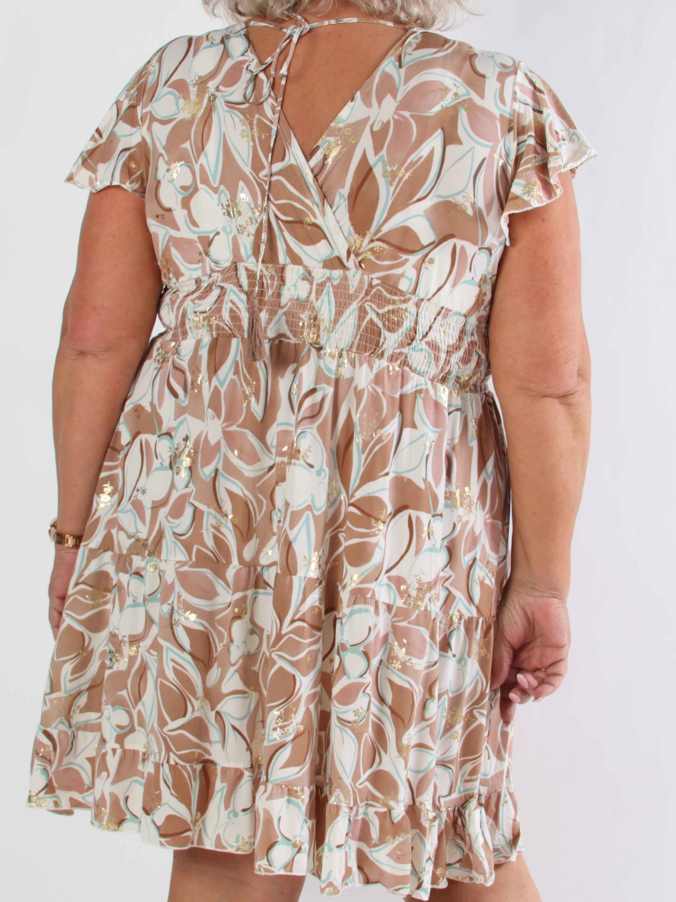 Palmira - Mönstrad elastisk plus size klänning med lager på lager look