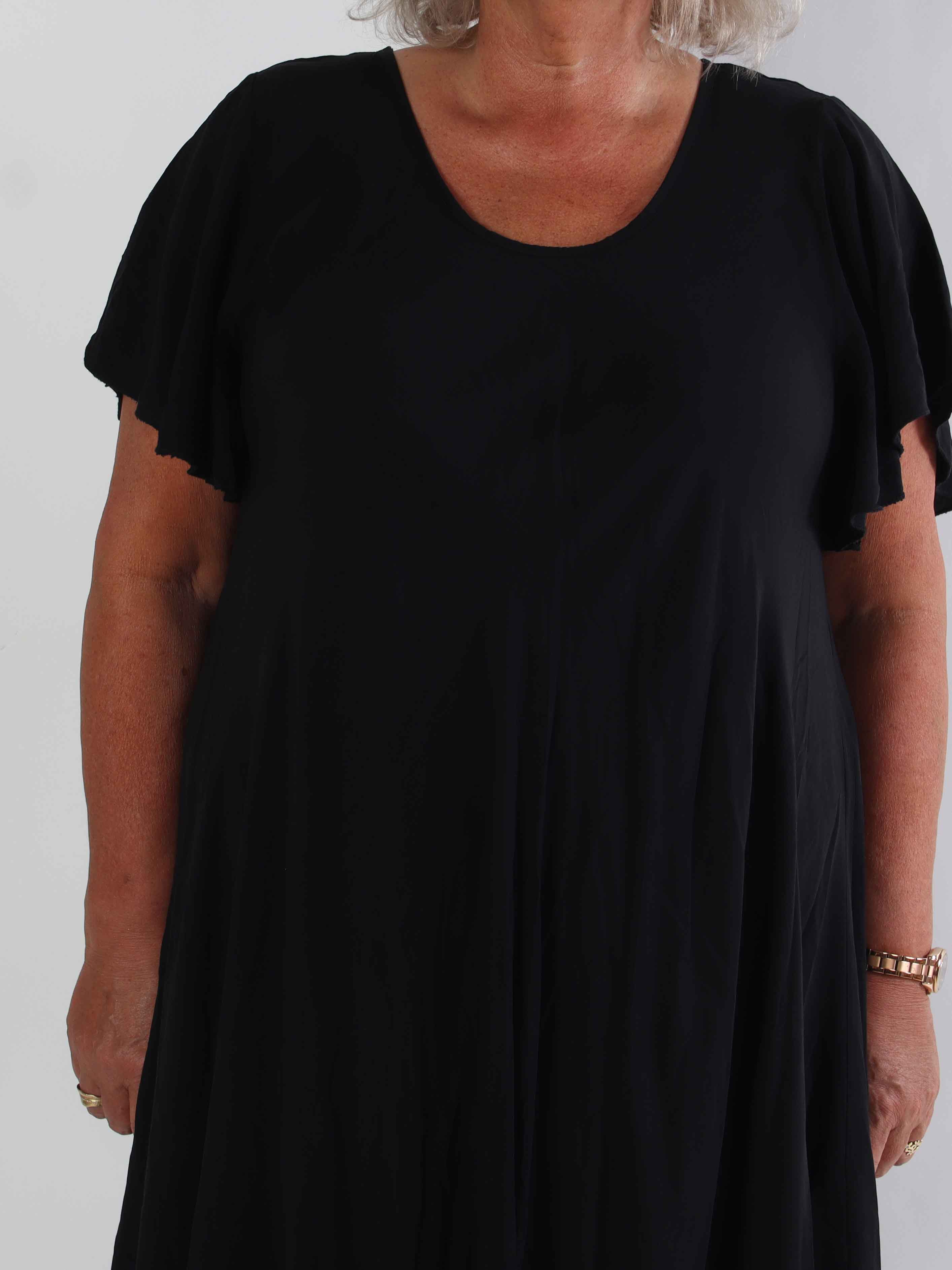 Laneira - Lång plus size klänning i viskos och A-form