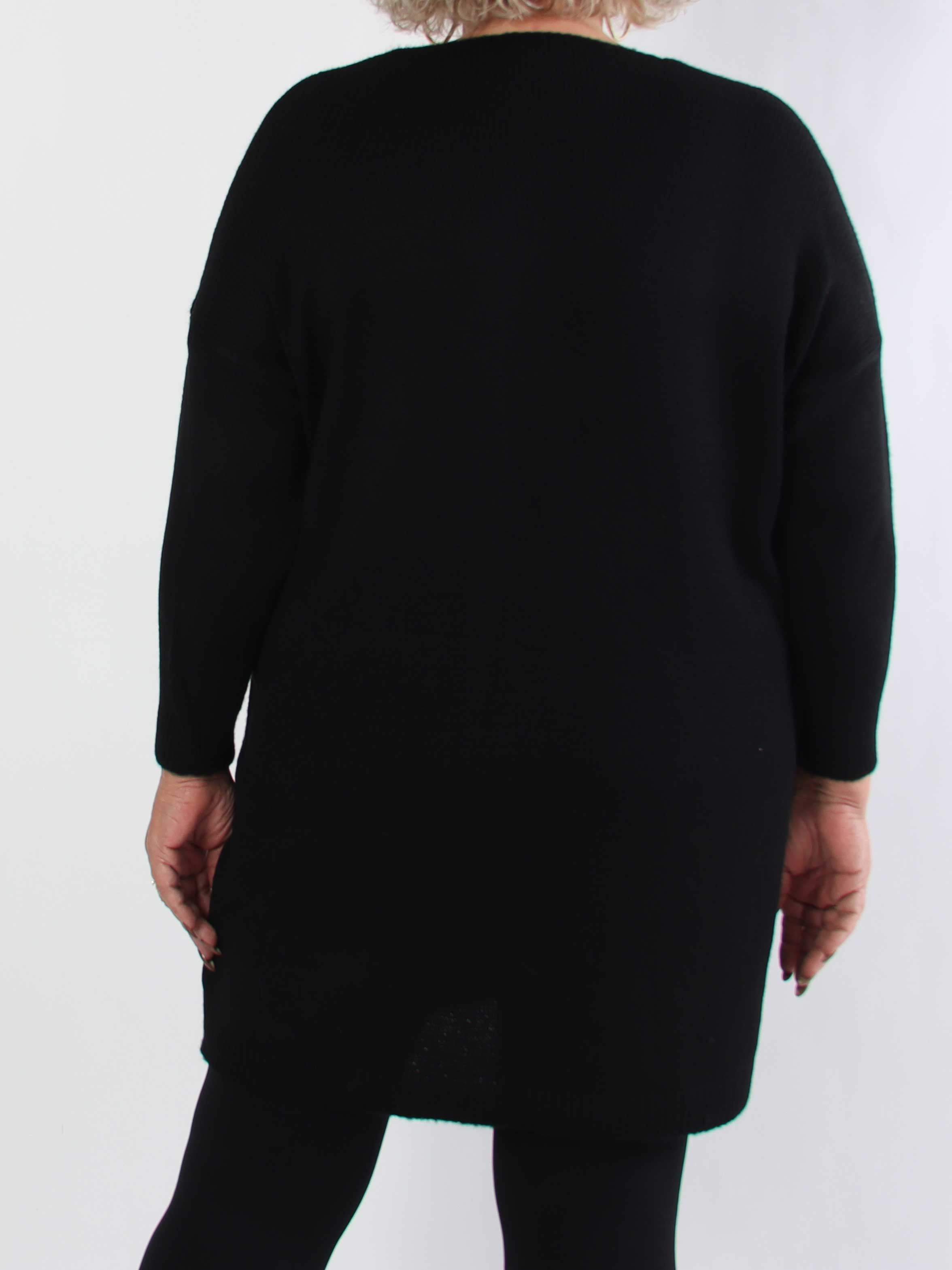 Berra - Stickad plus size klänning med band och rosett