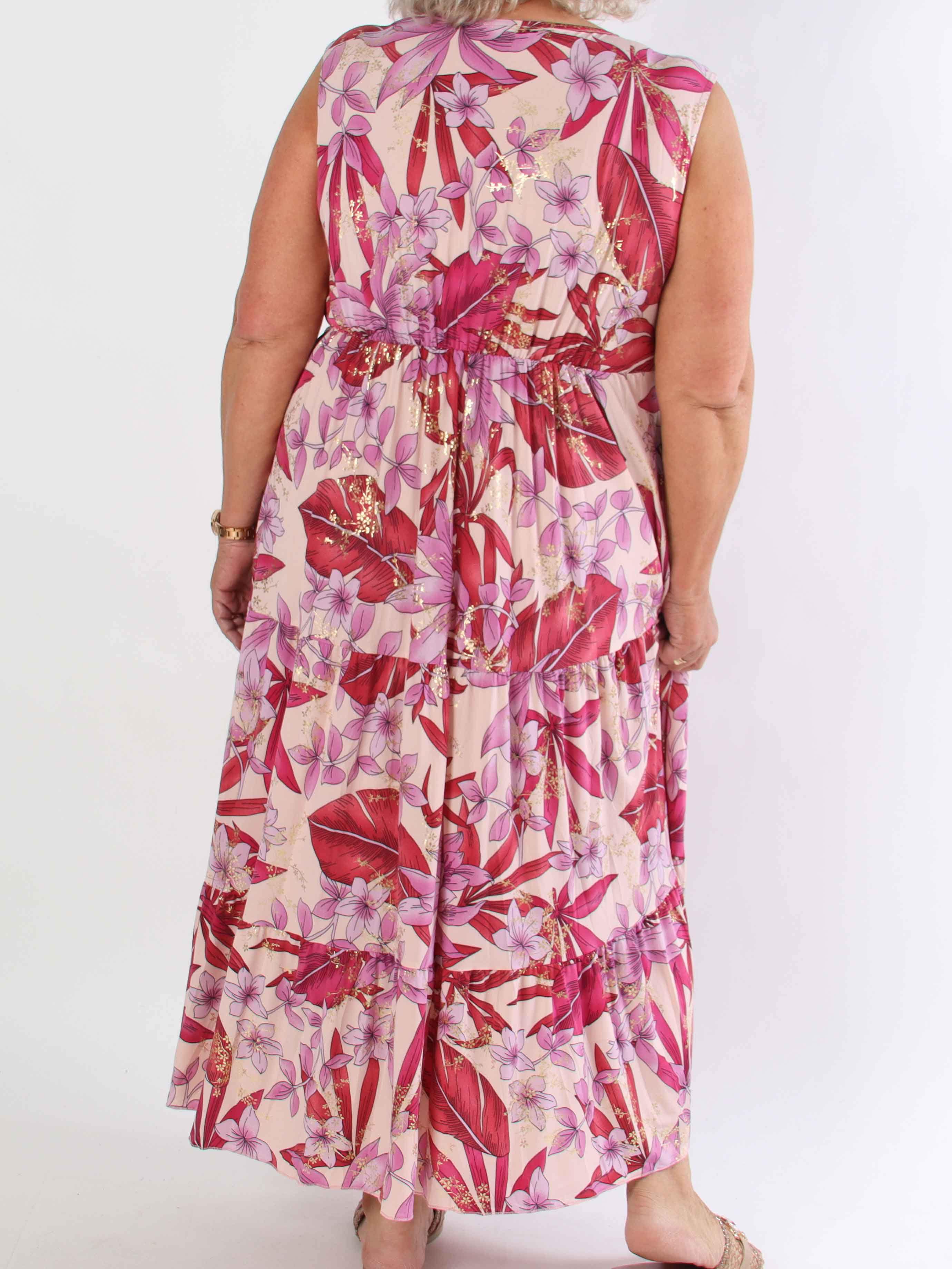 Karini - Elastisk blommig plus size klännning med lager på lager look
