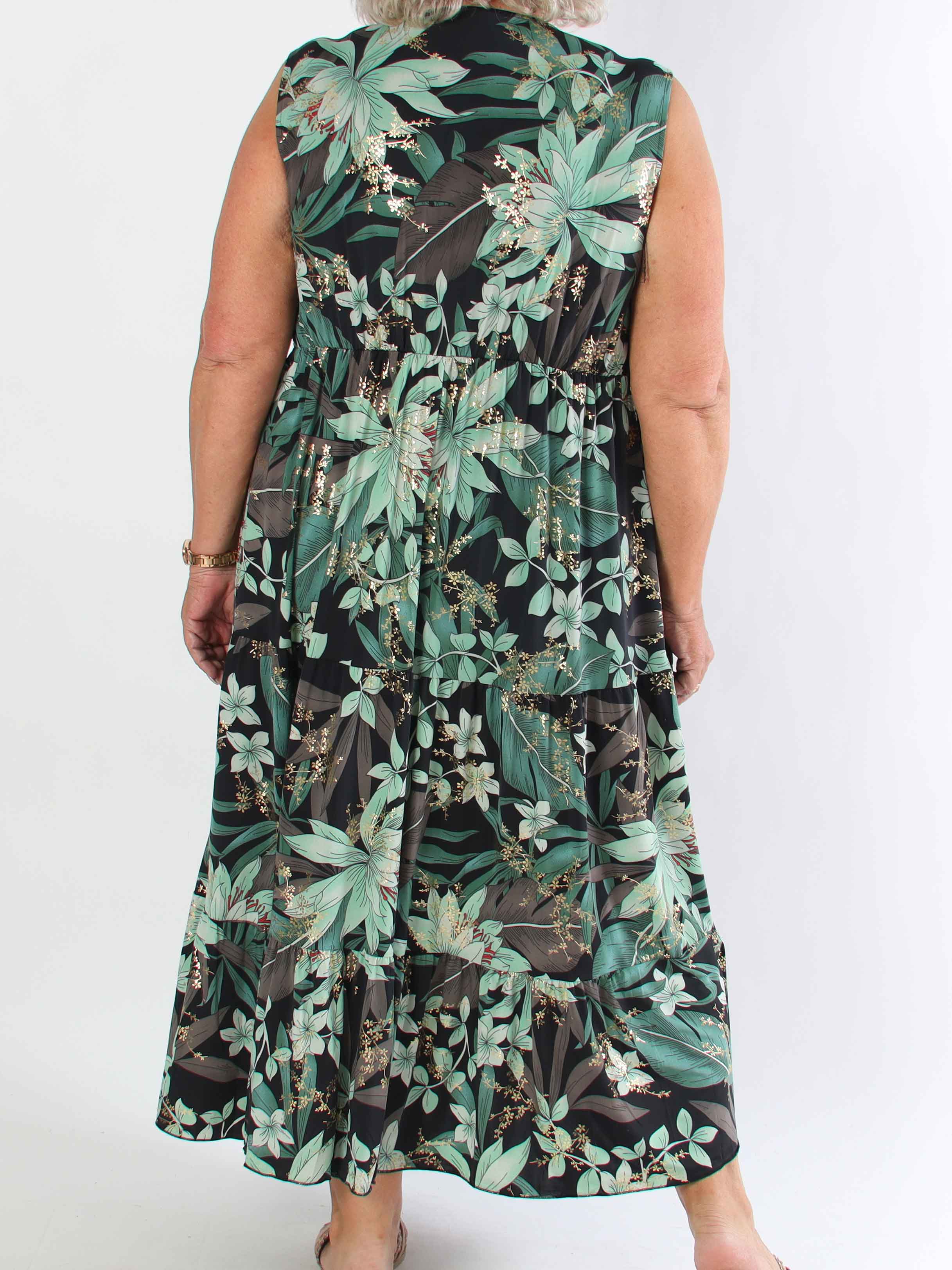 Karini - Elastisk blommig plus size klännning med lager på lager look