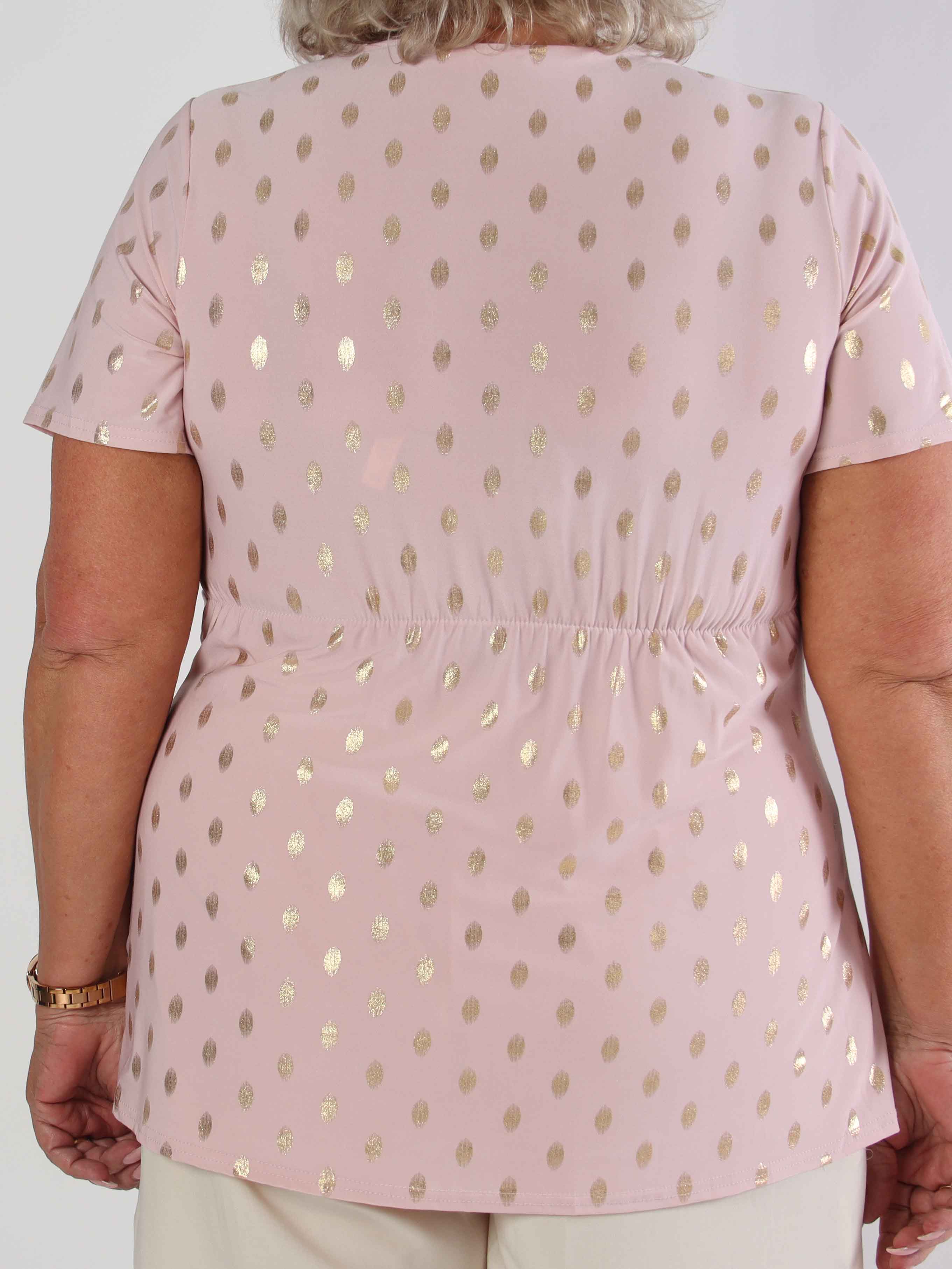 Molly Dot Shirt - Elastisk plus size blus med fin knytdetalj framtill