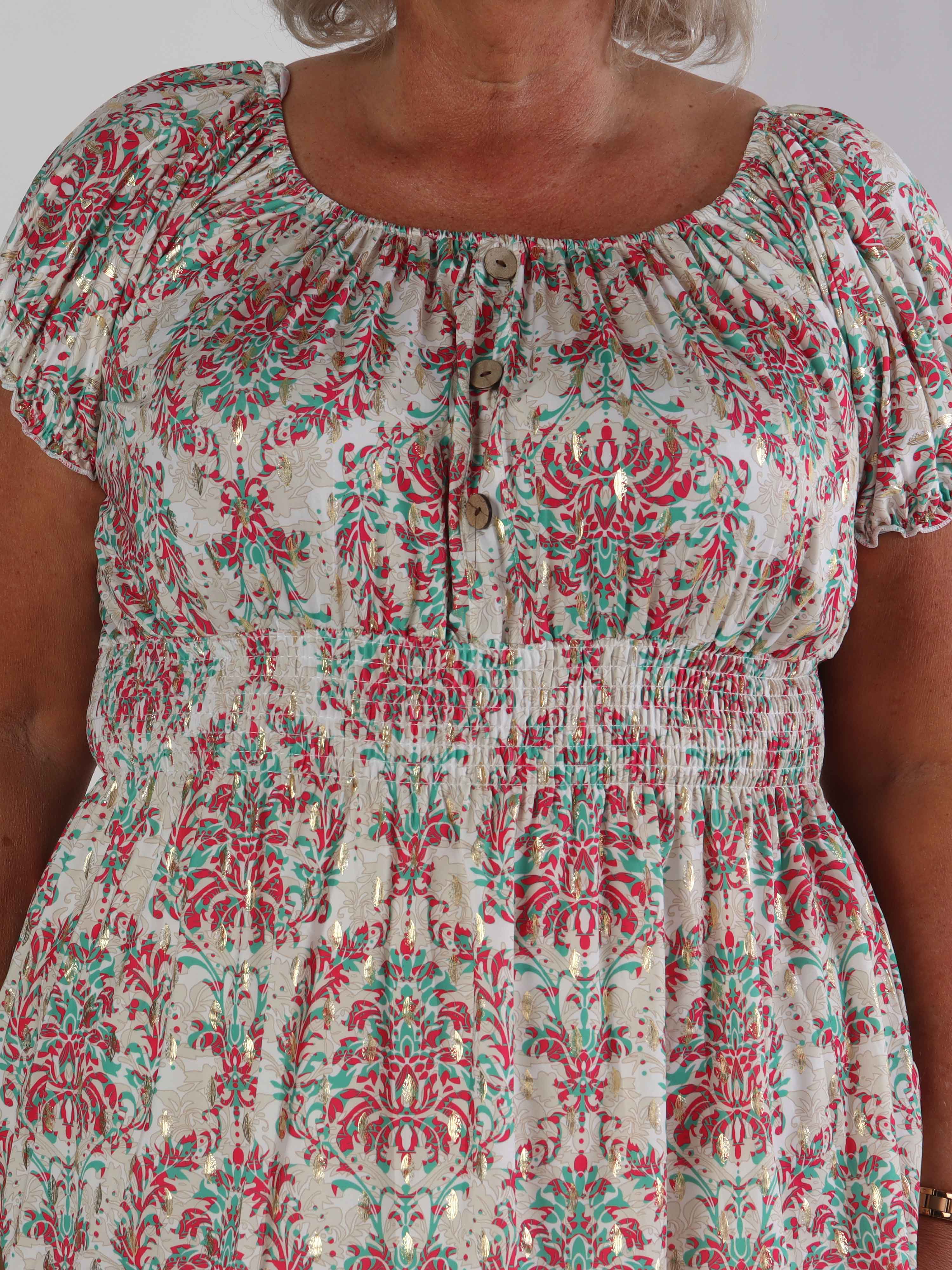 Cora Royal Shirt - Söt elastisk plus size blus med resår under bysten