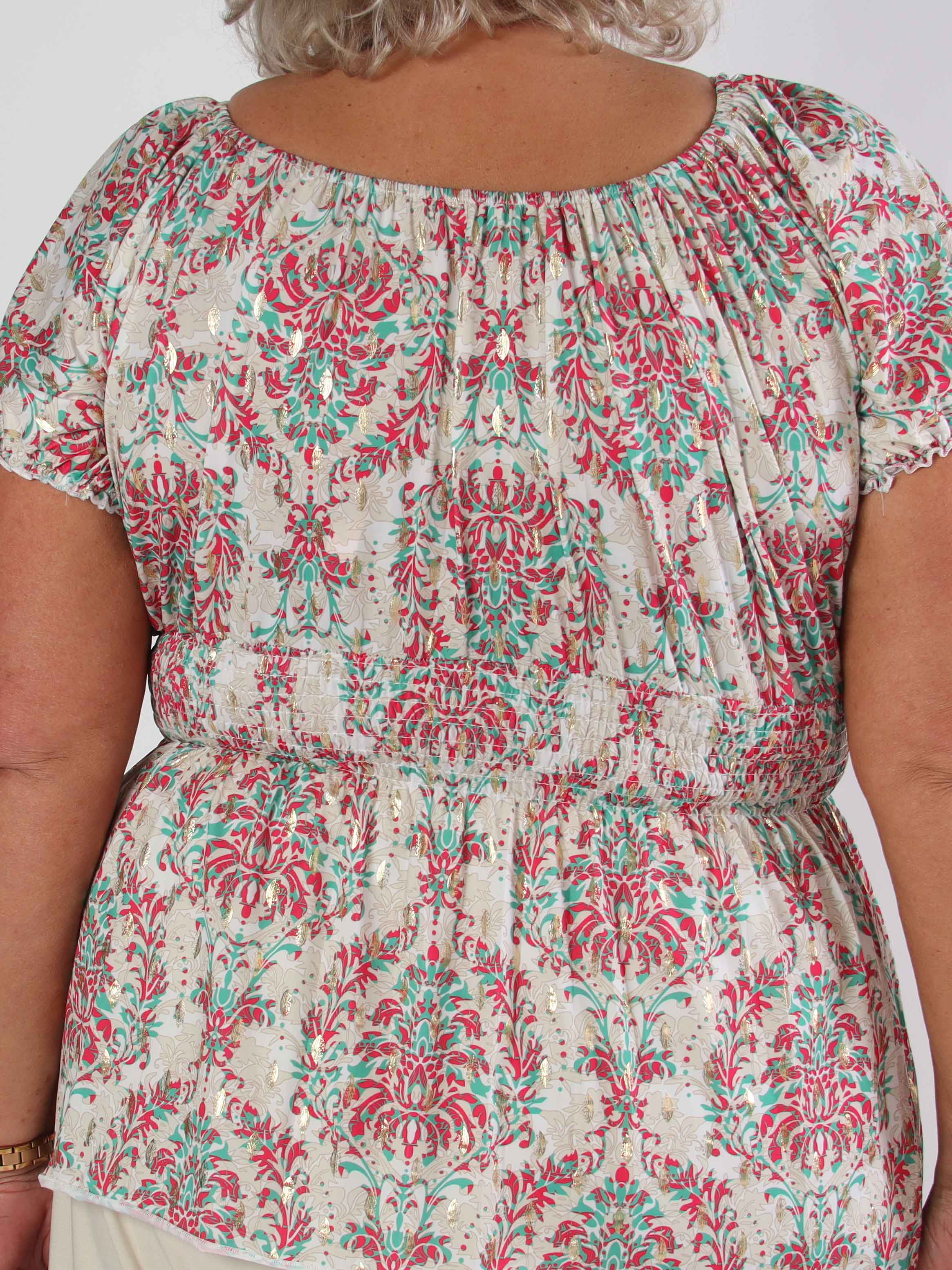 Cora Royal Shirt - Söt elastisk plus size blus med resår under bysten