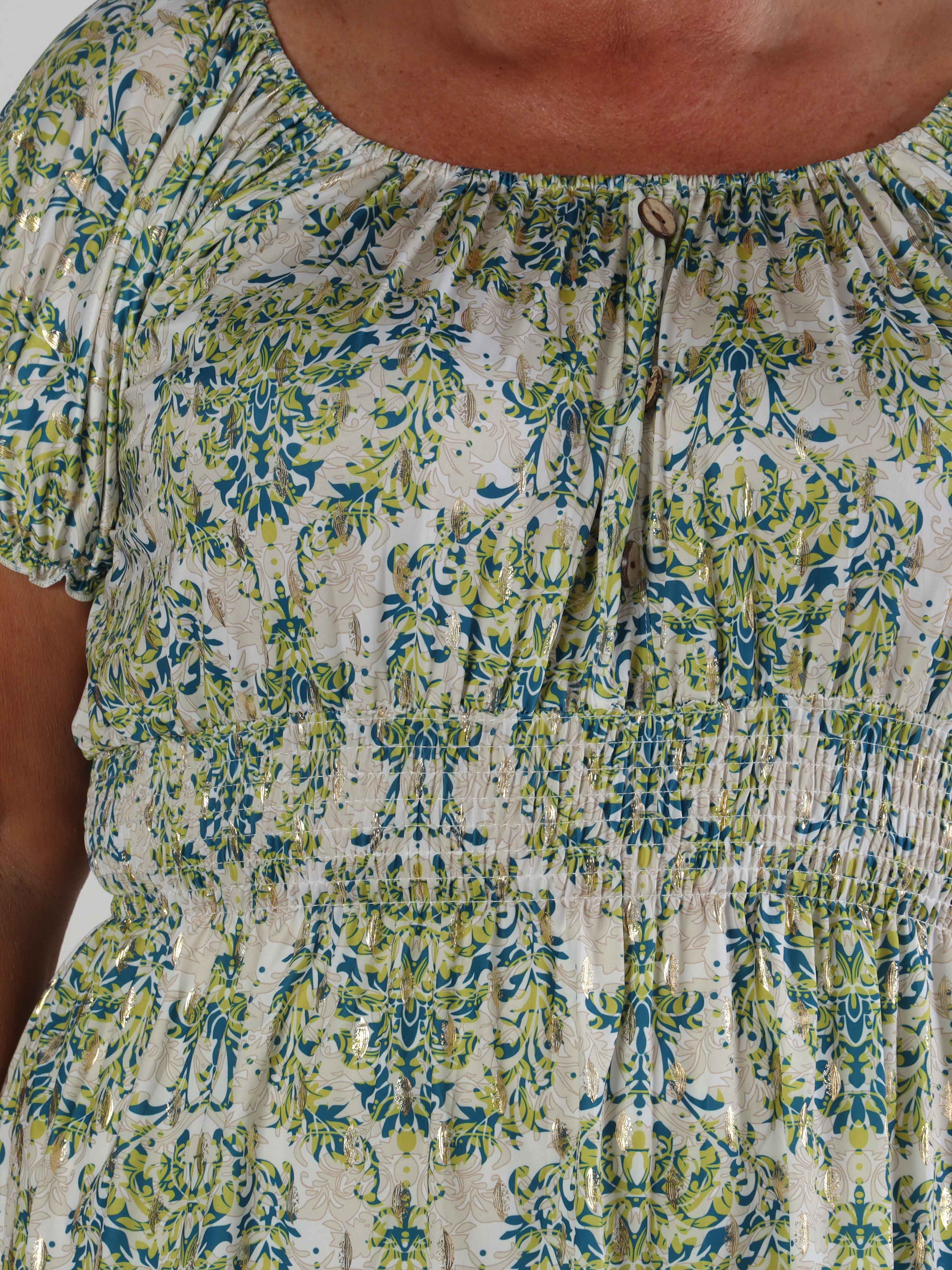 Cora Royal Shirt - Söt elastisk plus size blus med resår under bysten