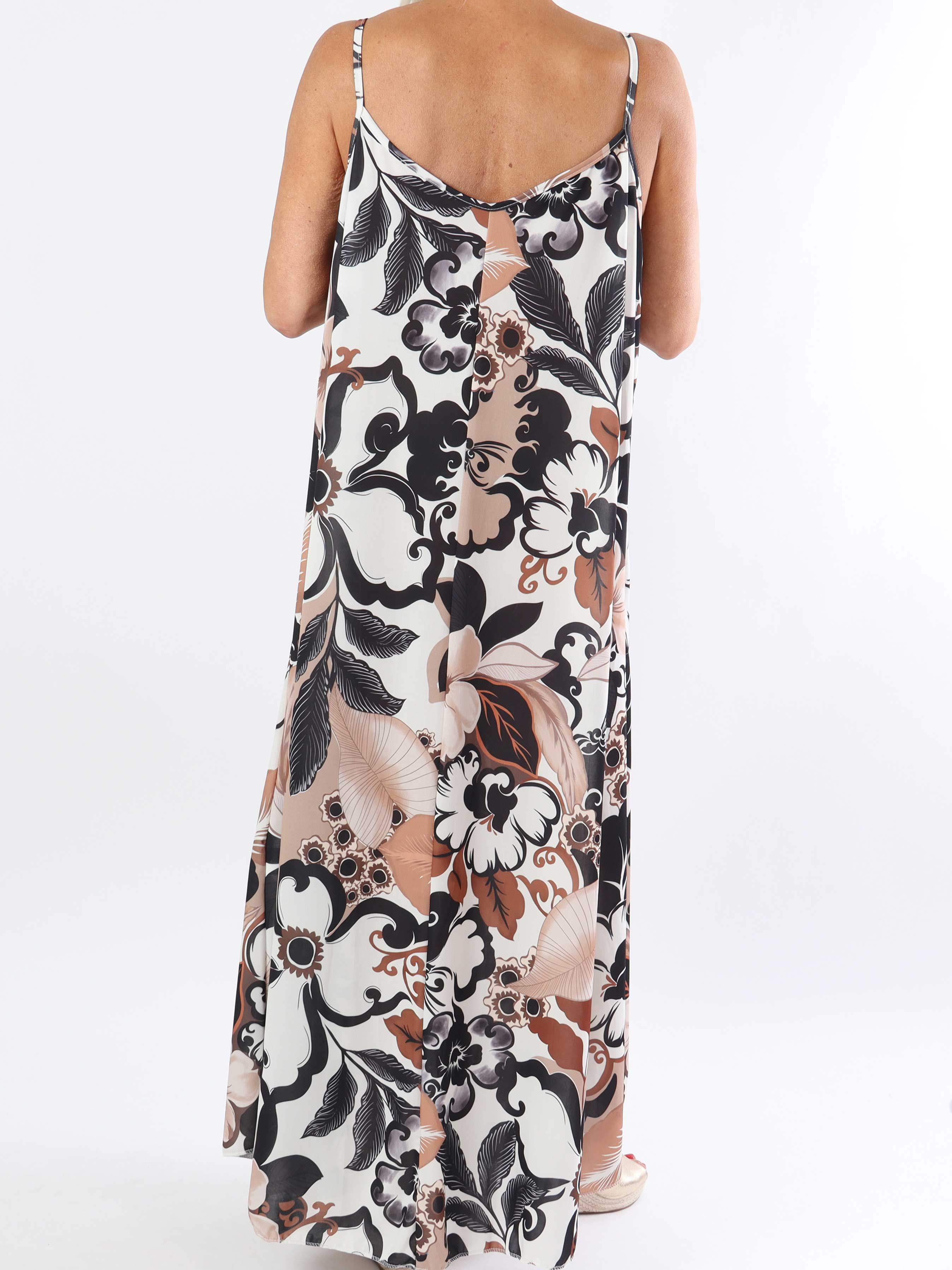 Maija - Plus size-bandklänning i elastiskt tyg med blommor