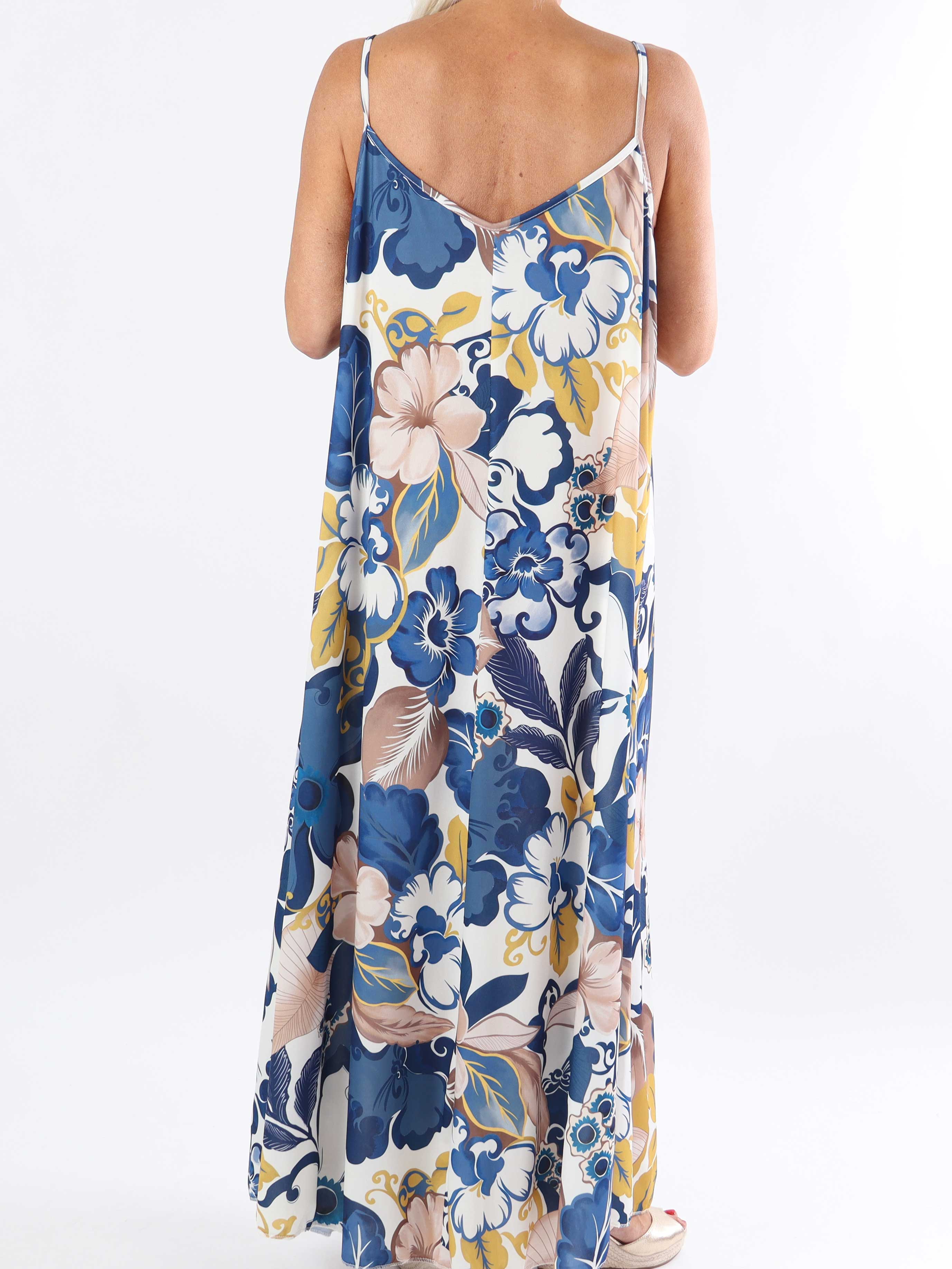 Maija - Plus size-bandklänning i elastiskt tyg med blommor