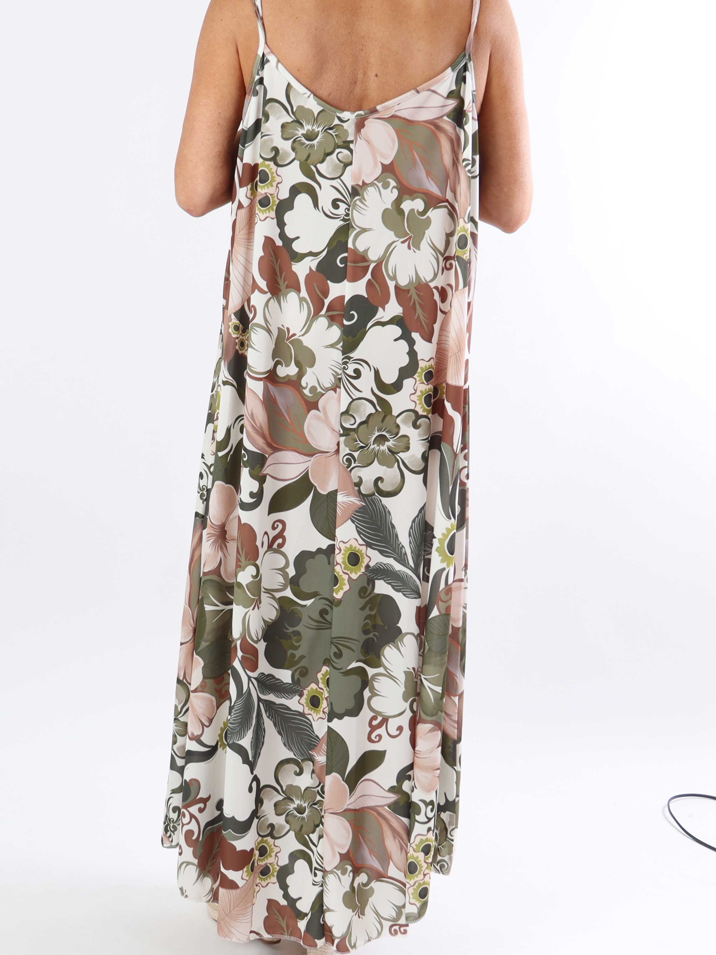 Maija - Plus size-bandklänning i elastiskt tyg med blommor