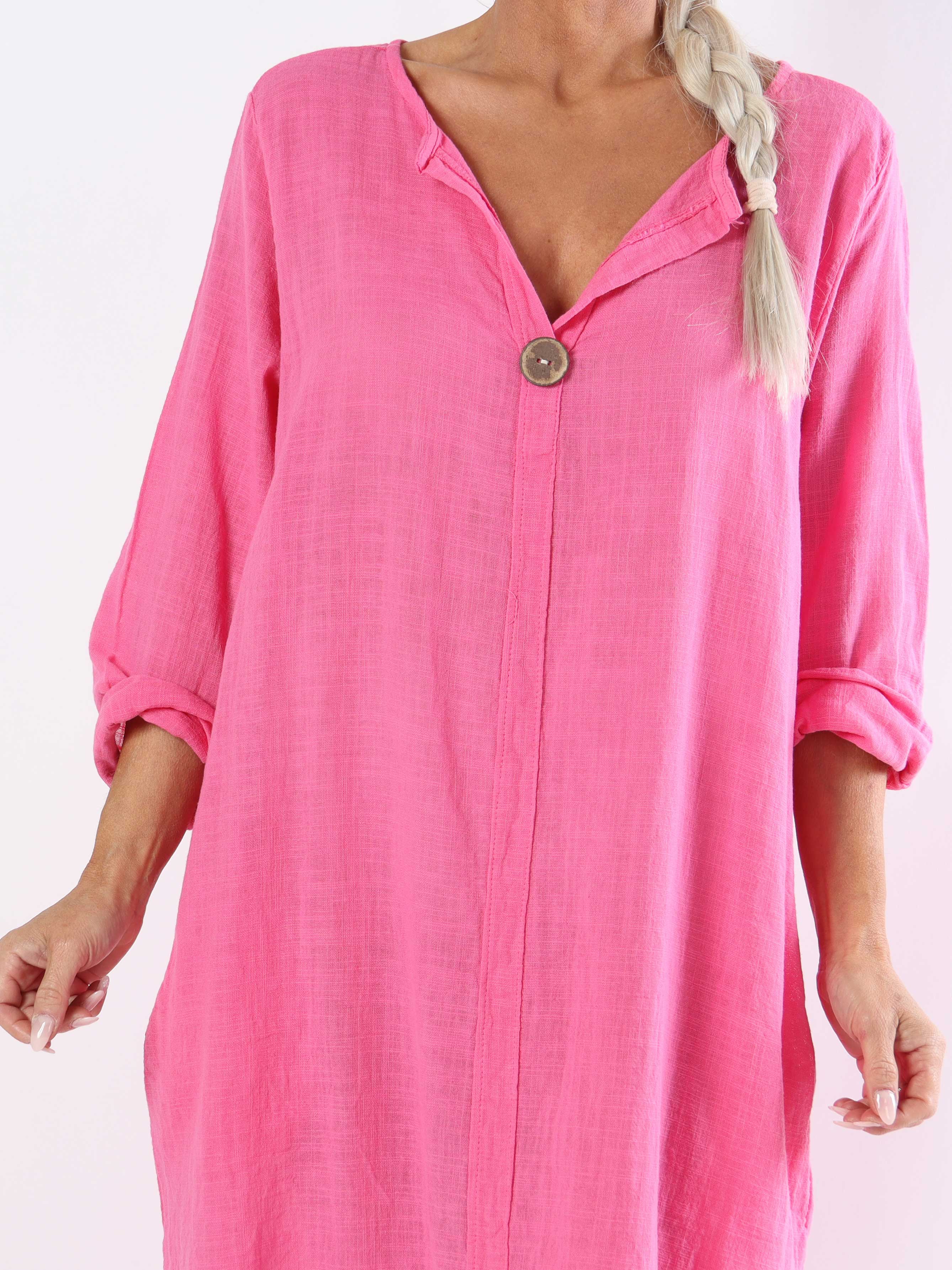 Arizona - Lång plus size-klänning i bomull med linne-liknande tyg