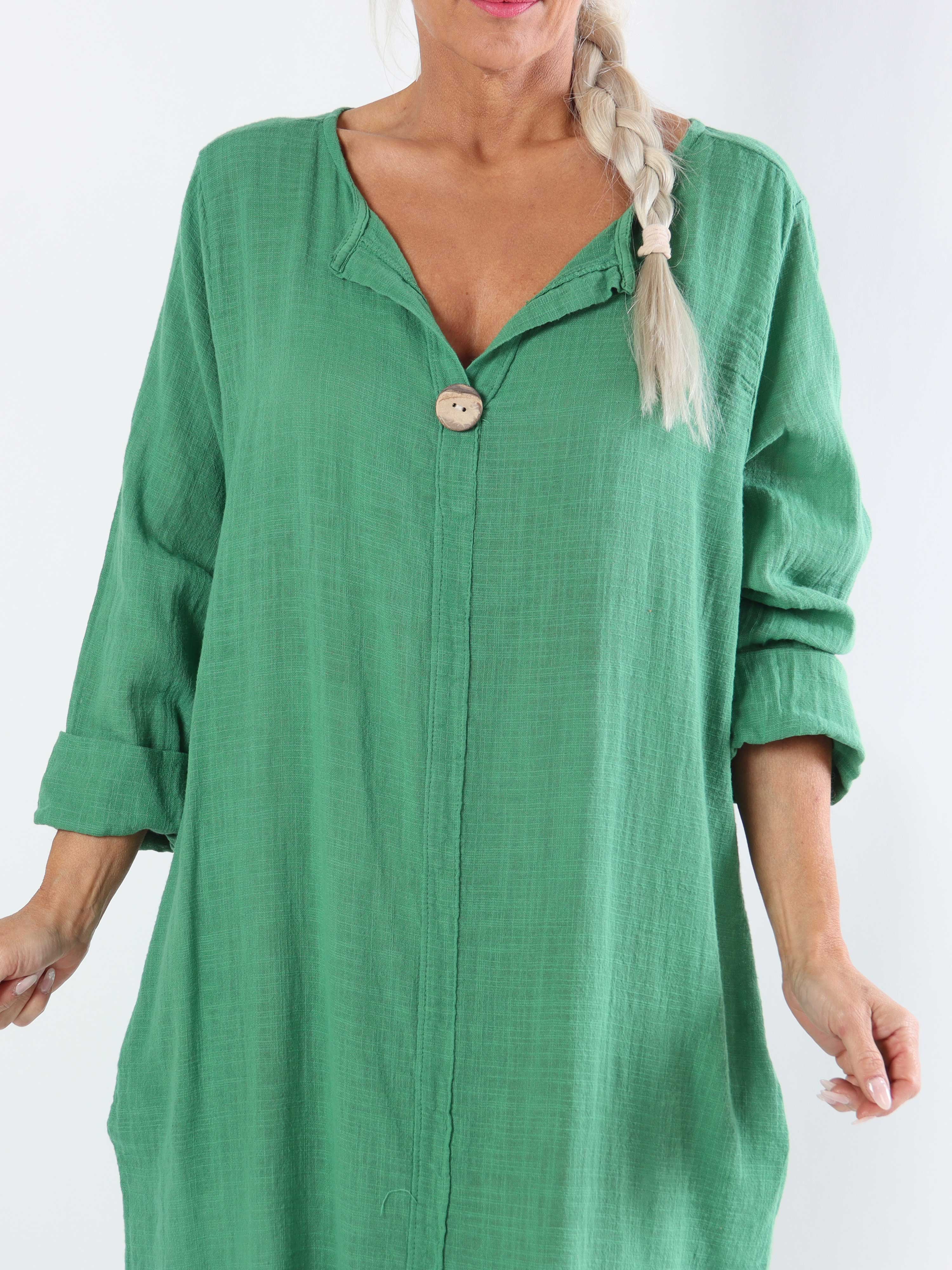 Arizona - Lång plus size-klänning i bomull med linne-liknande tyg