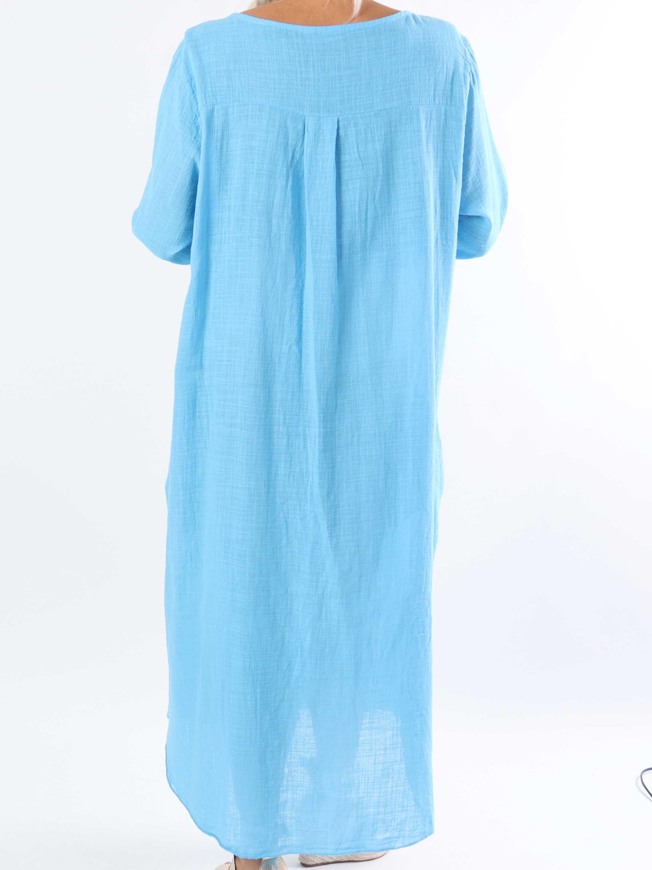 Arizona - Lång plus size-klänning i bomull med linne-liknande tyg