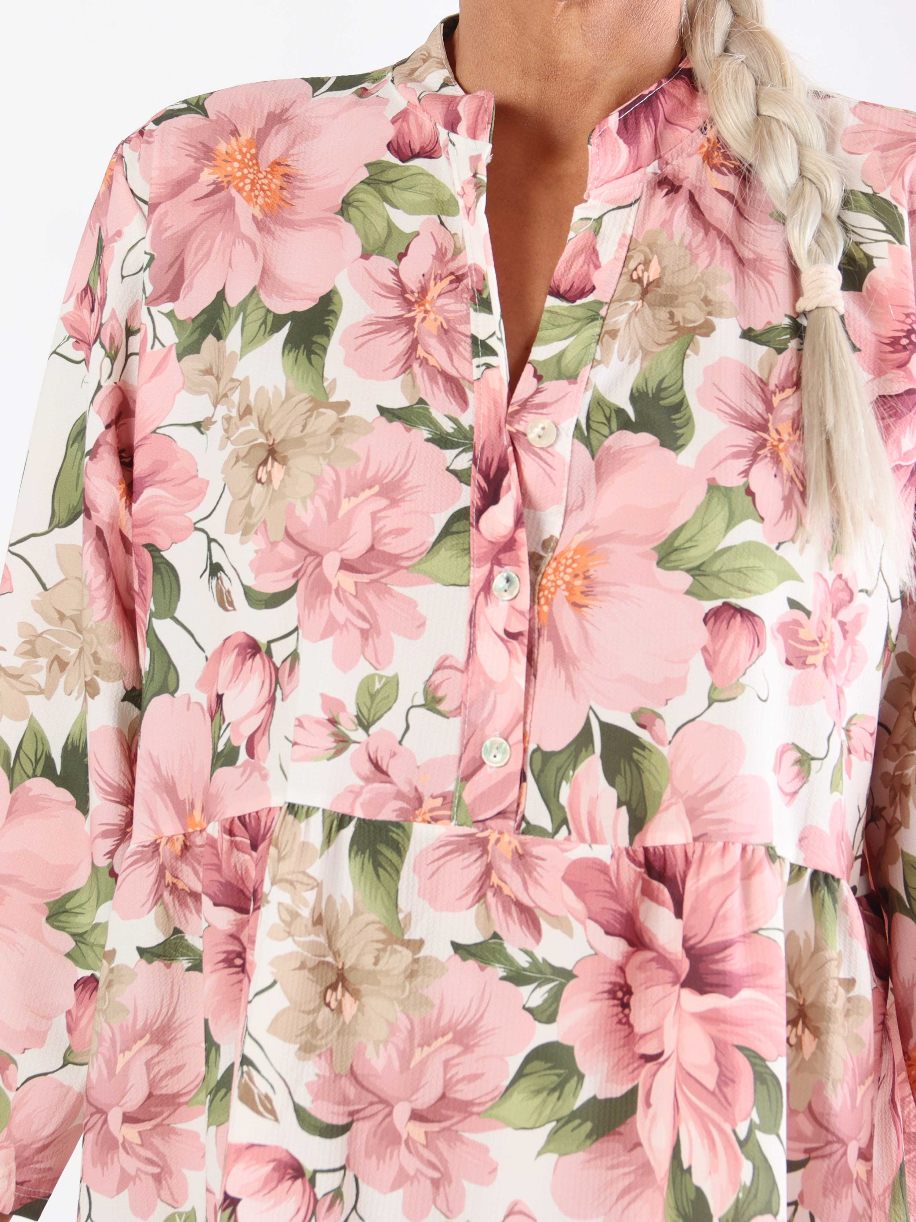 Flower Dress - Söt blommig plus size-klänning med lager-på-lager-look