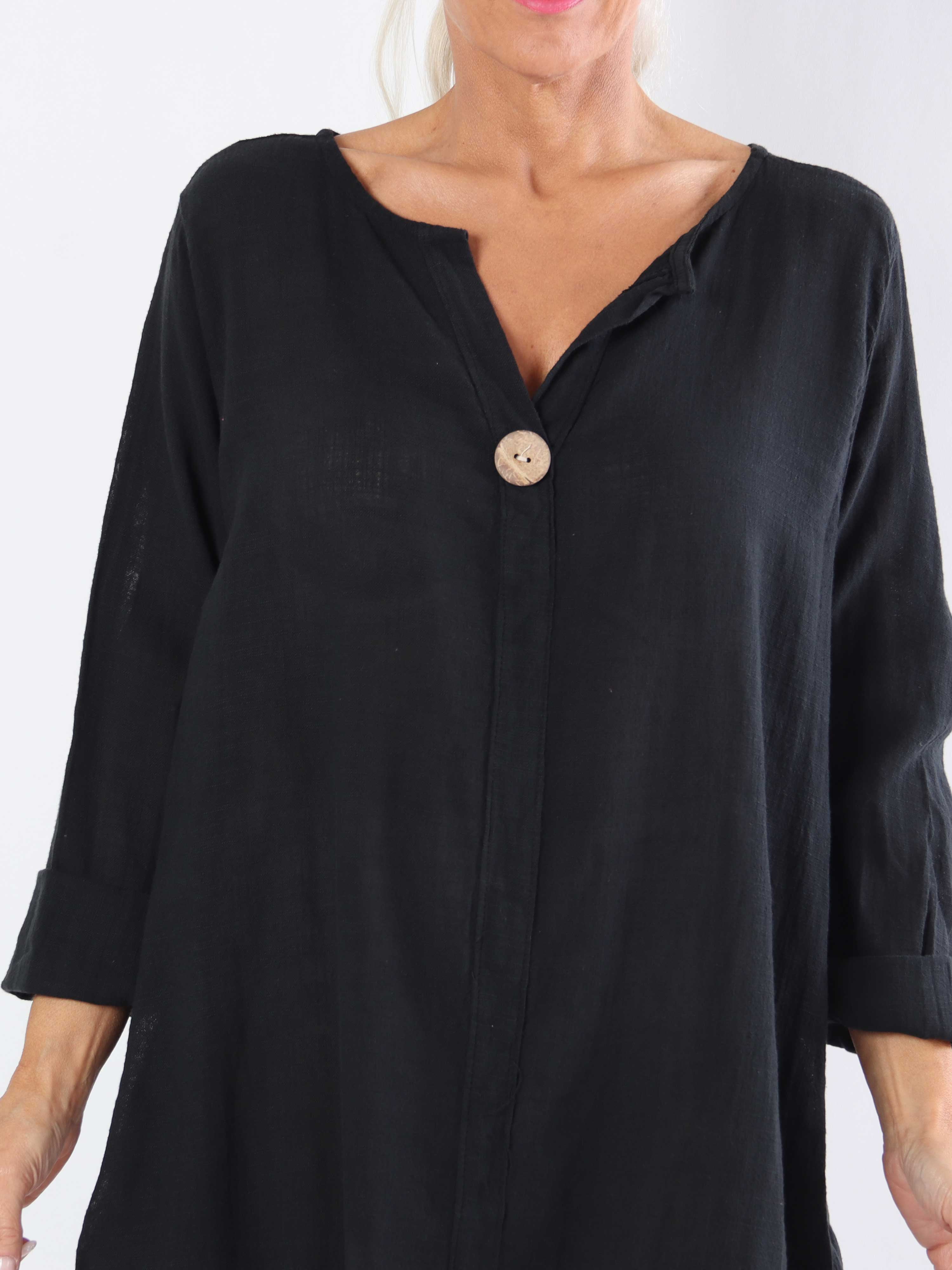 Arizona - Lång plus size-klänning i bomull med linne-liknande tyg