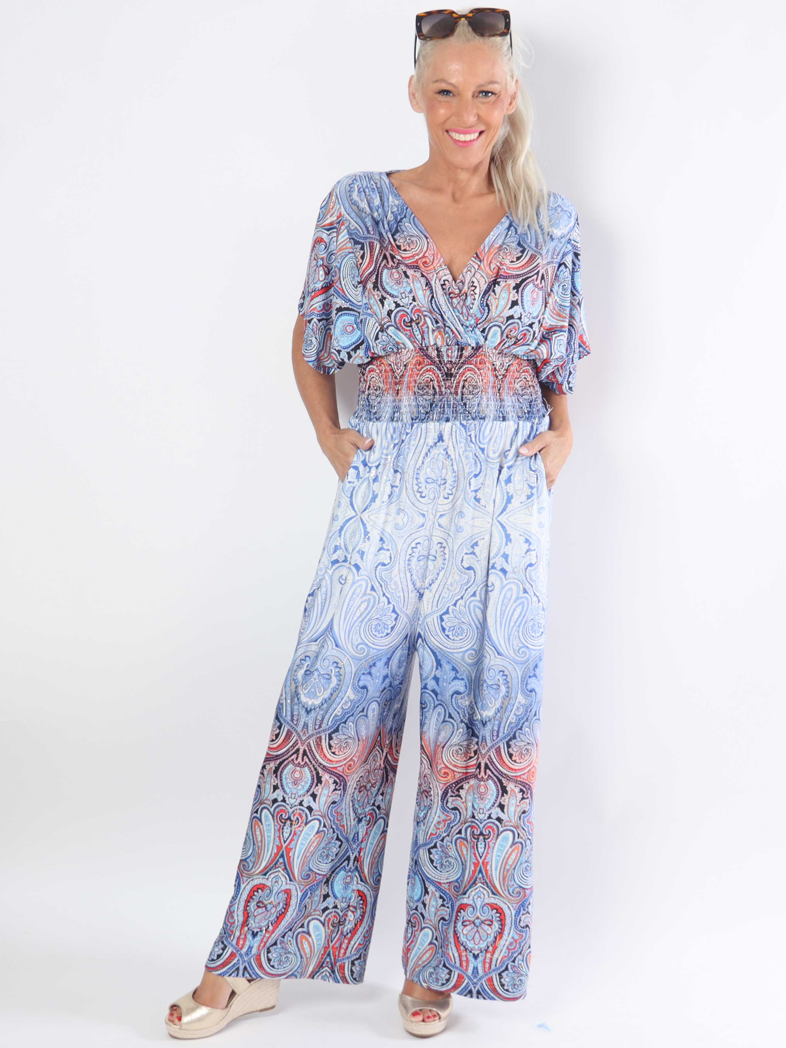 Pams Paisley Jumpsuit - Elastisk jumpsuit i plusstorlek med mönster