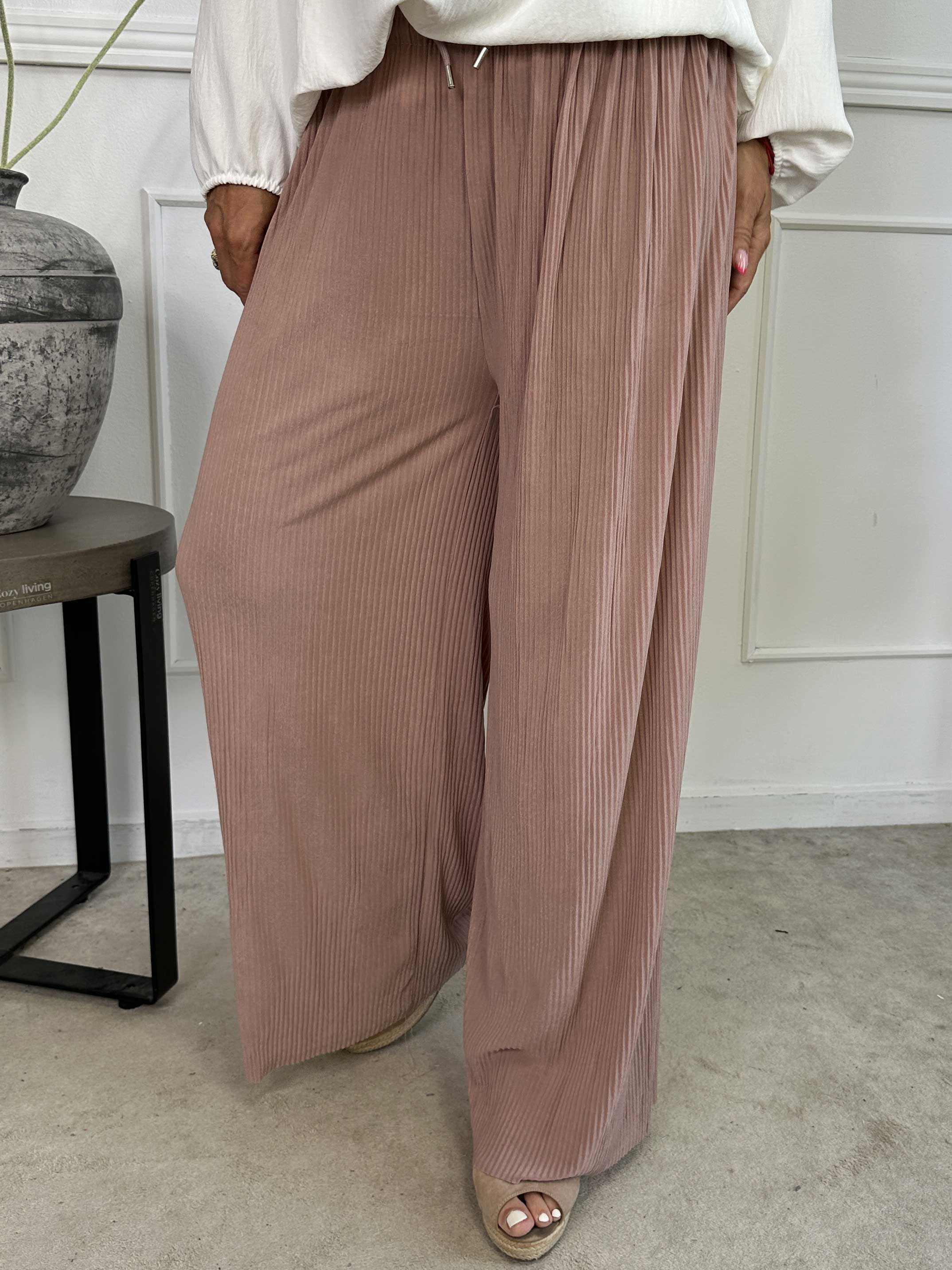 Angeline - Lösa plisserade byxor med resår i midjan