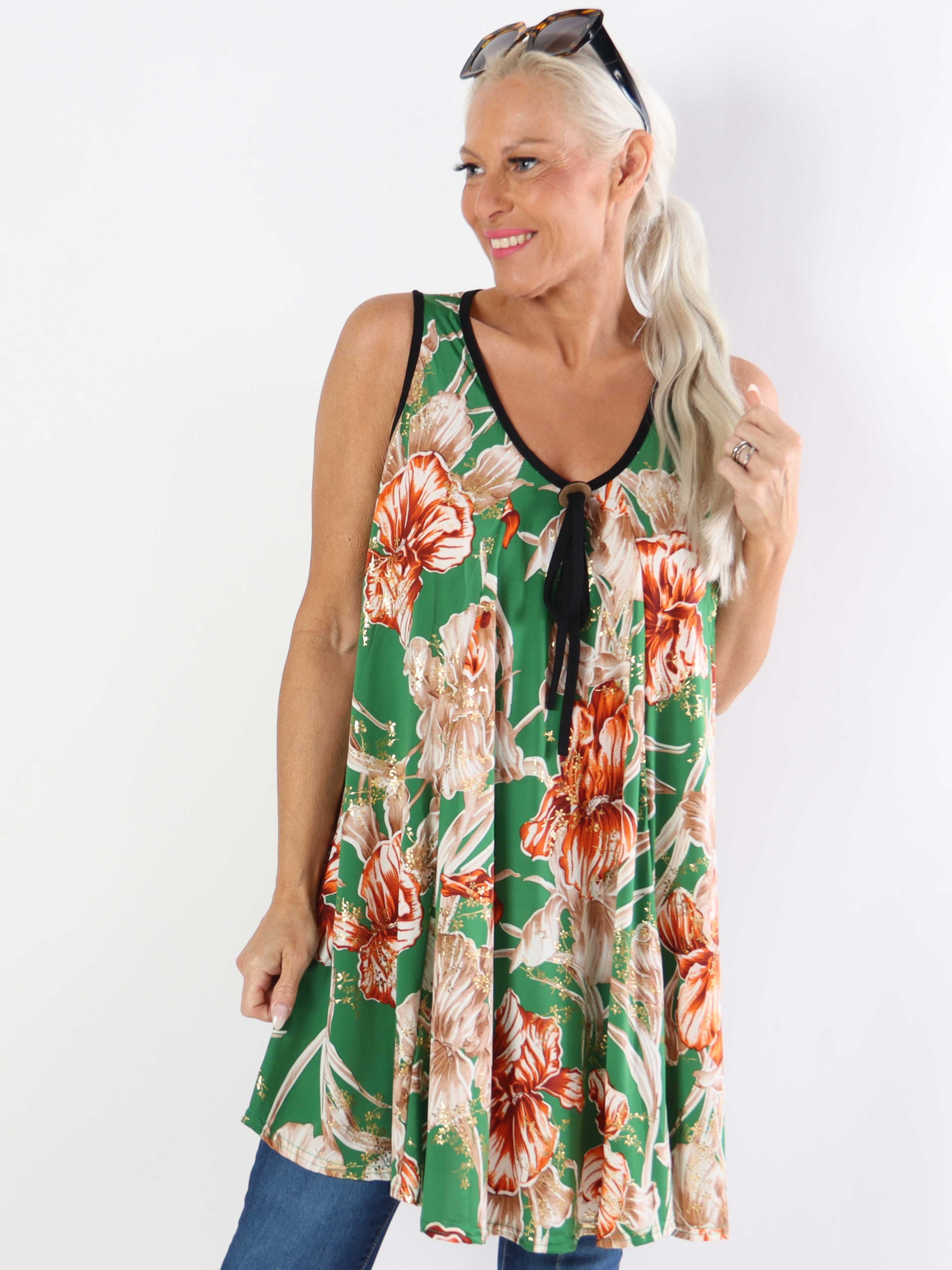 Palma Spring - Lång mönstrad plus size-tunika i stretchigt tyg