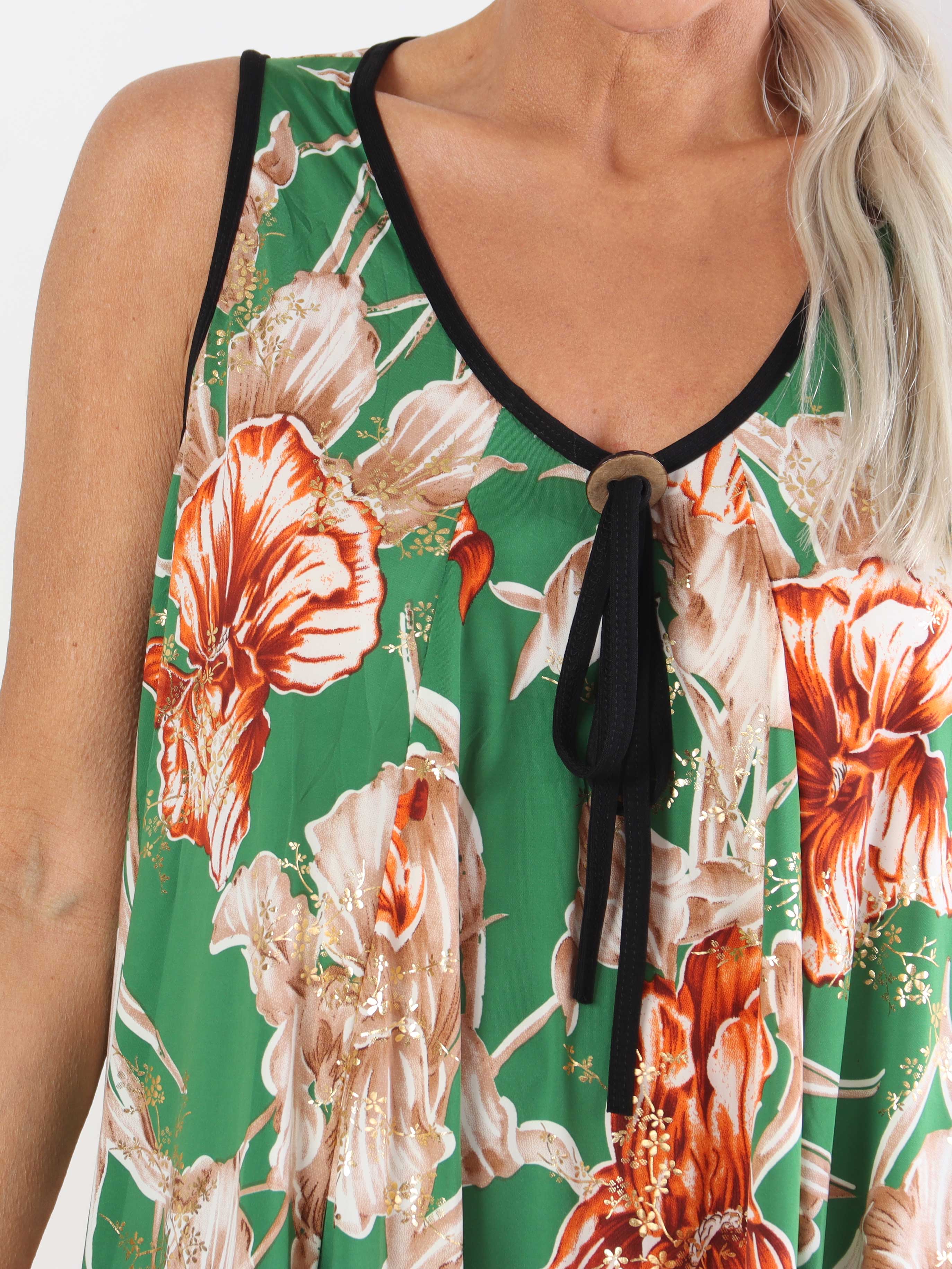 Palma Spring - Lång mönstrad plus size-tunika i stretchigt tyg