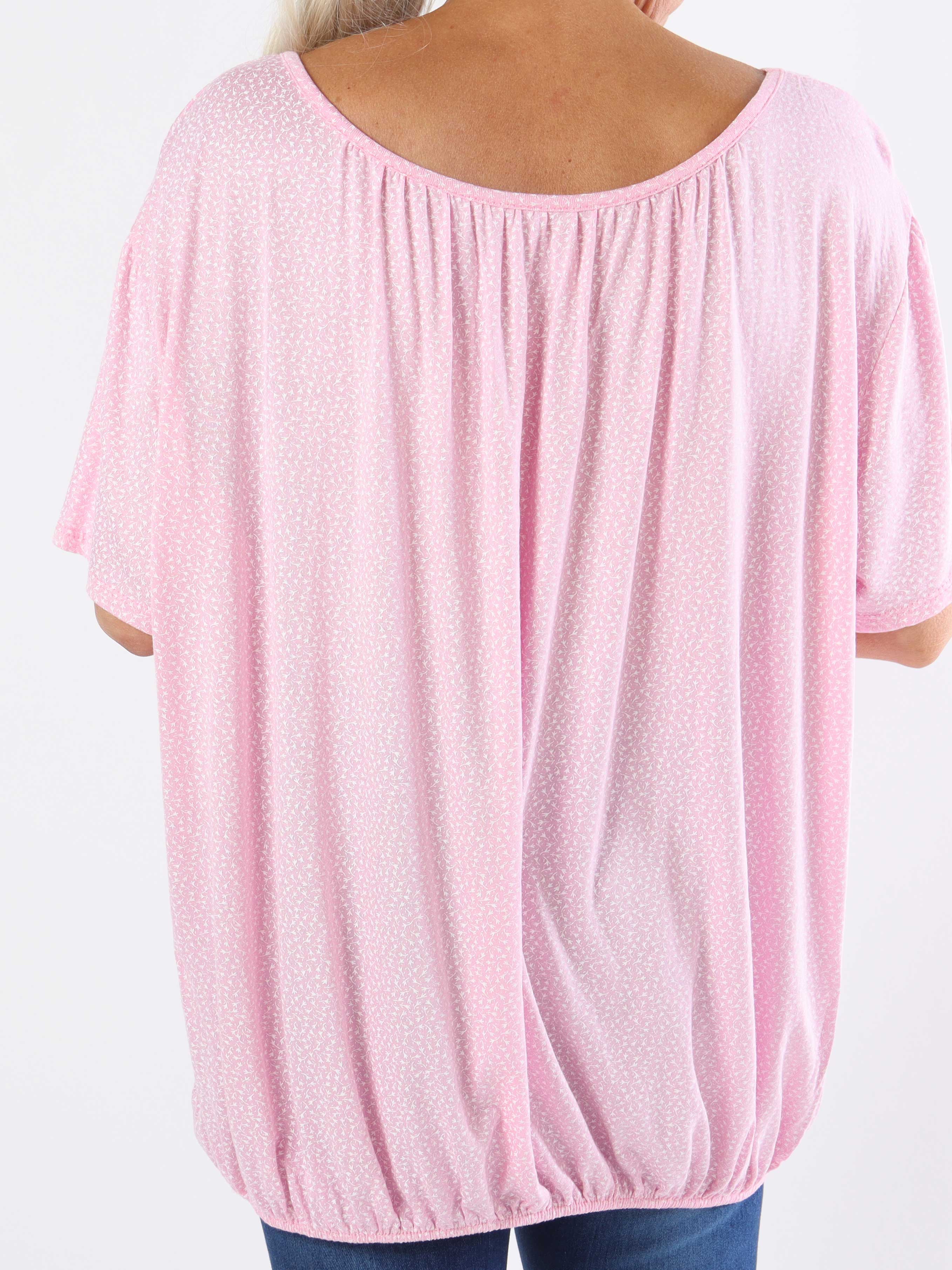 Miracle Flower T-shirt - Viskosblus i plus size med resår i nederkanten