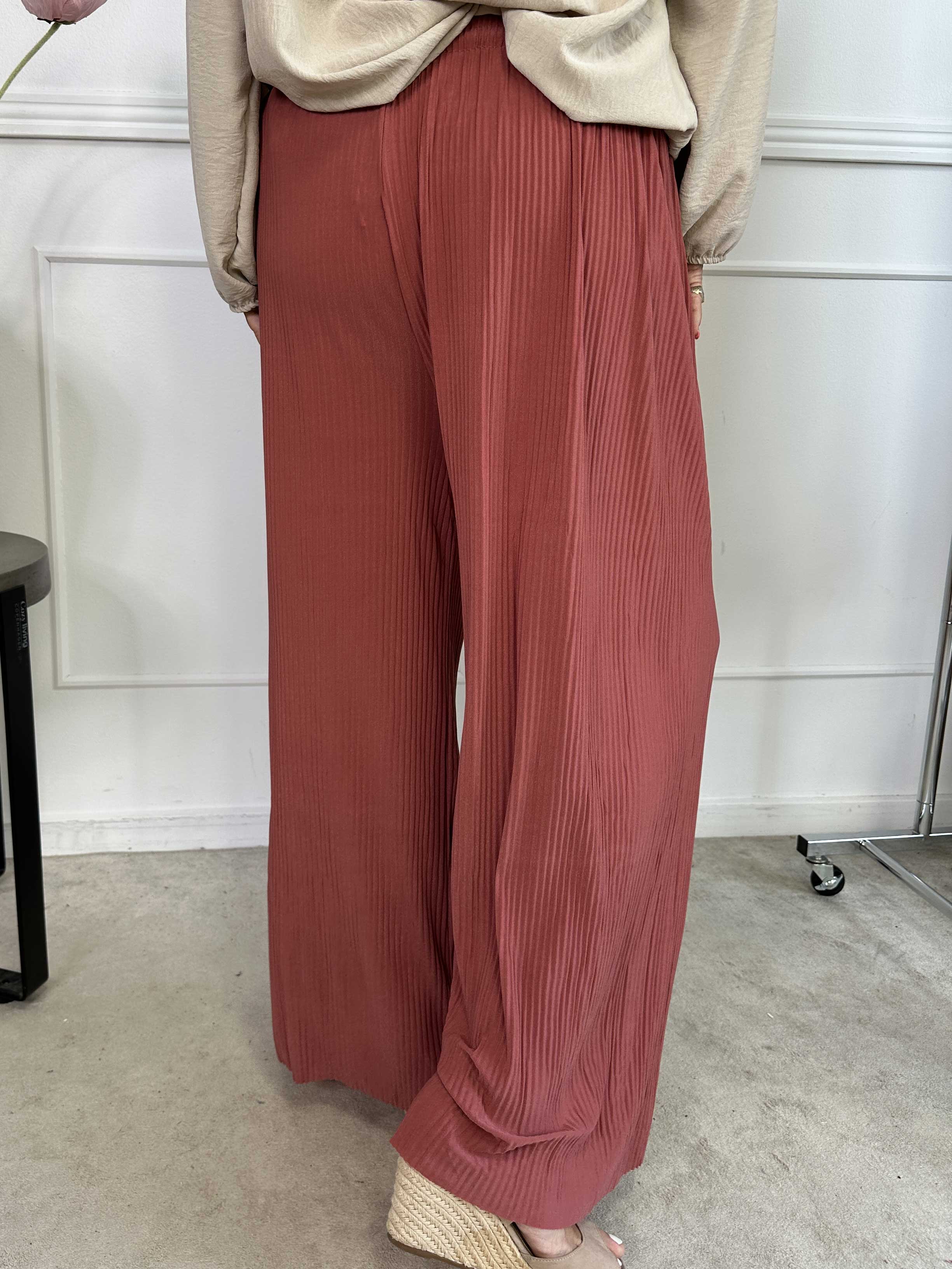 Angeline - Lösa plisserade byxor med resår i midjan