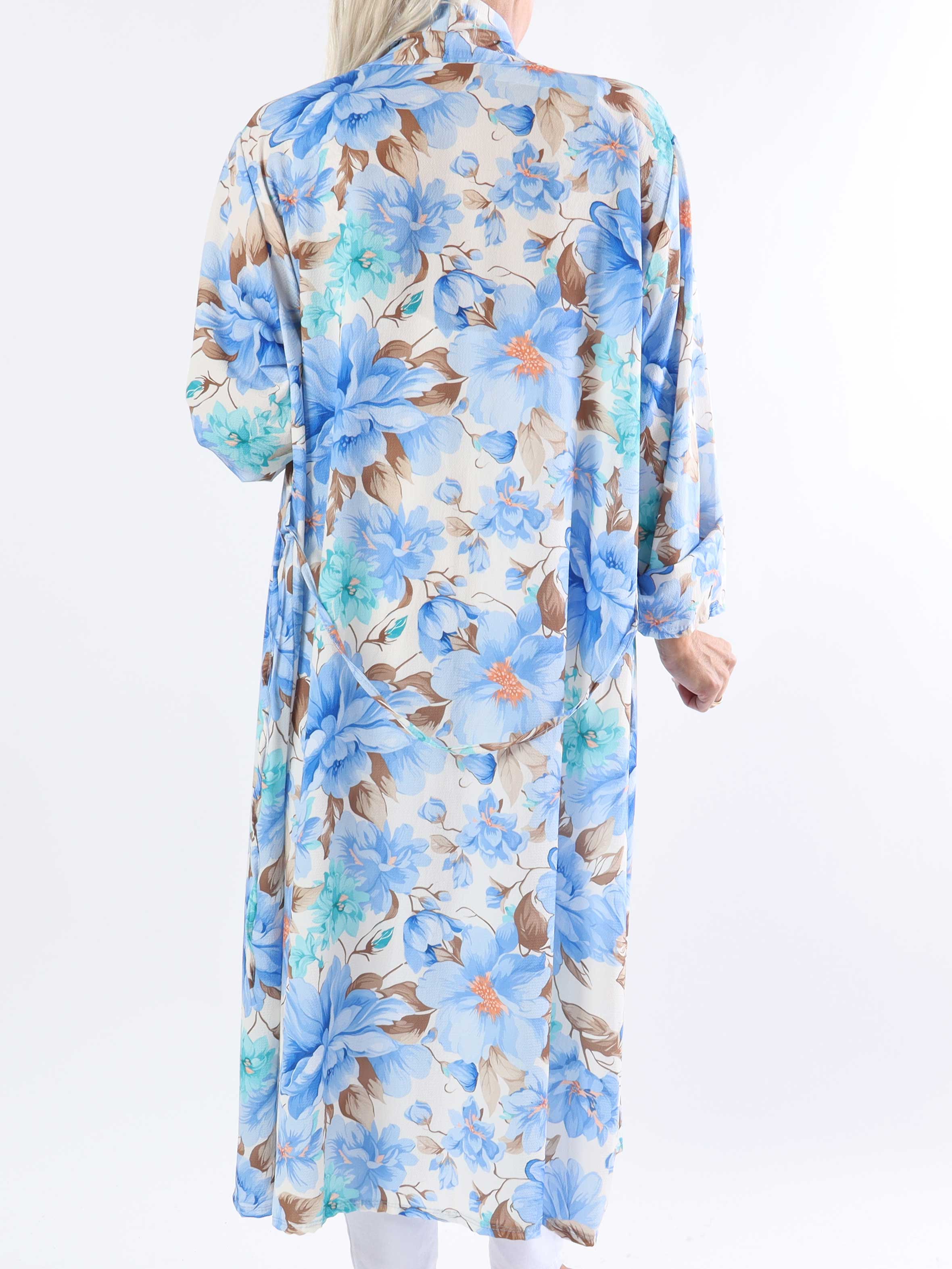 Flower Kimono - Söt lång plus size kimono med blomtryck