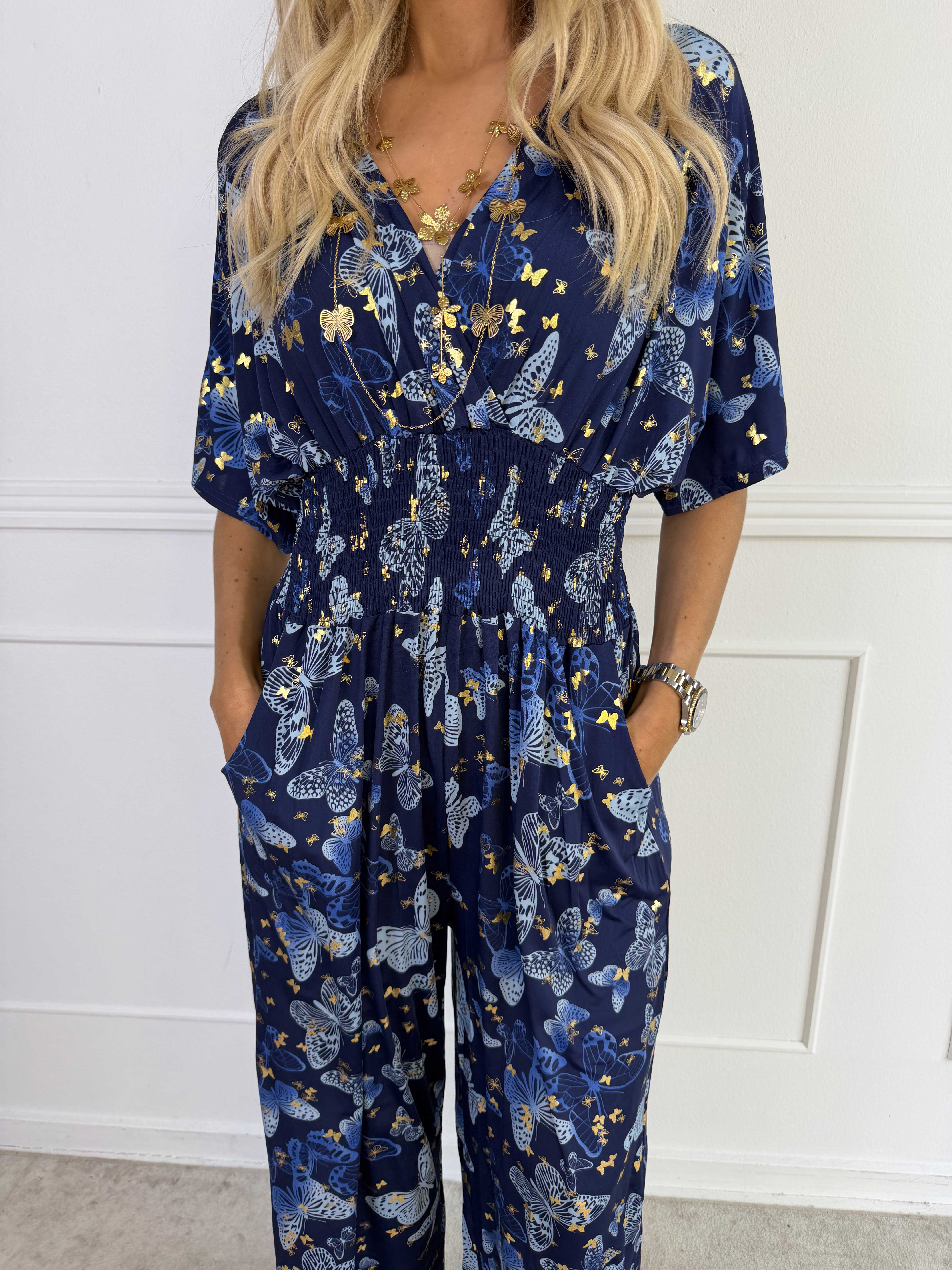 Pams Butterfly Jumpsuit - Elastisk jumpsuit med fjärilsmönster