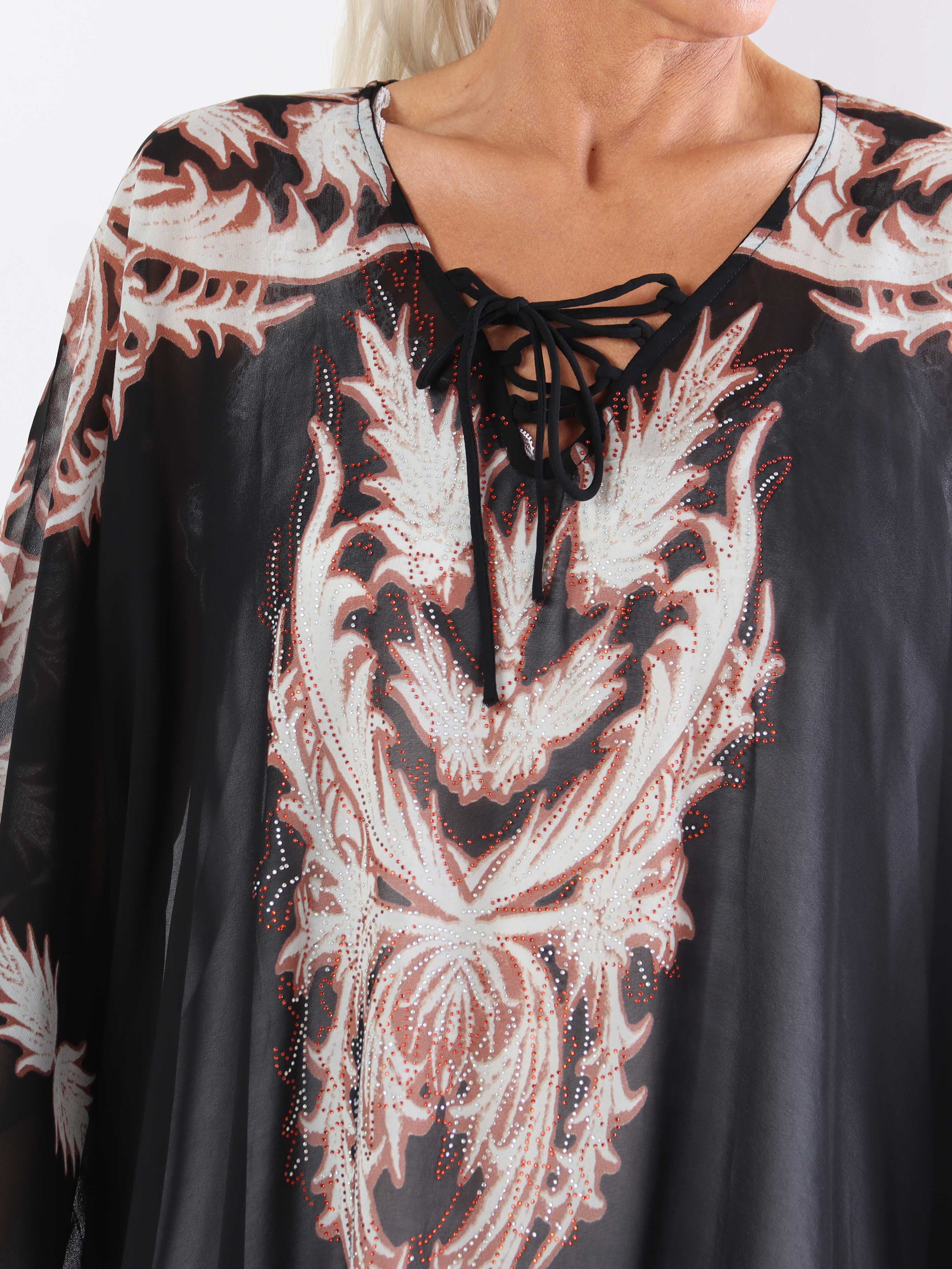 Josefina - Halvgenomskinlig plus size-tunika med dragsko