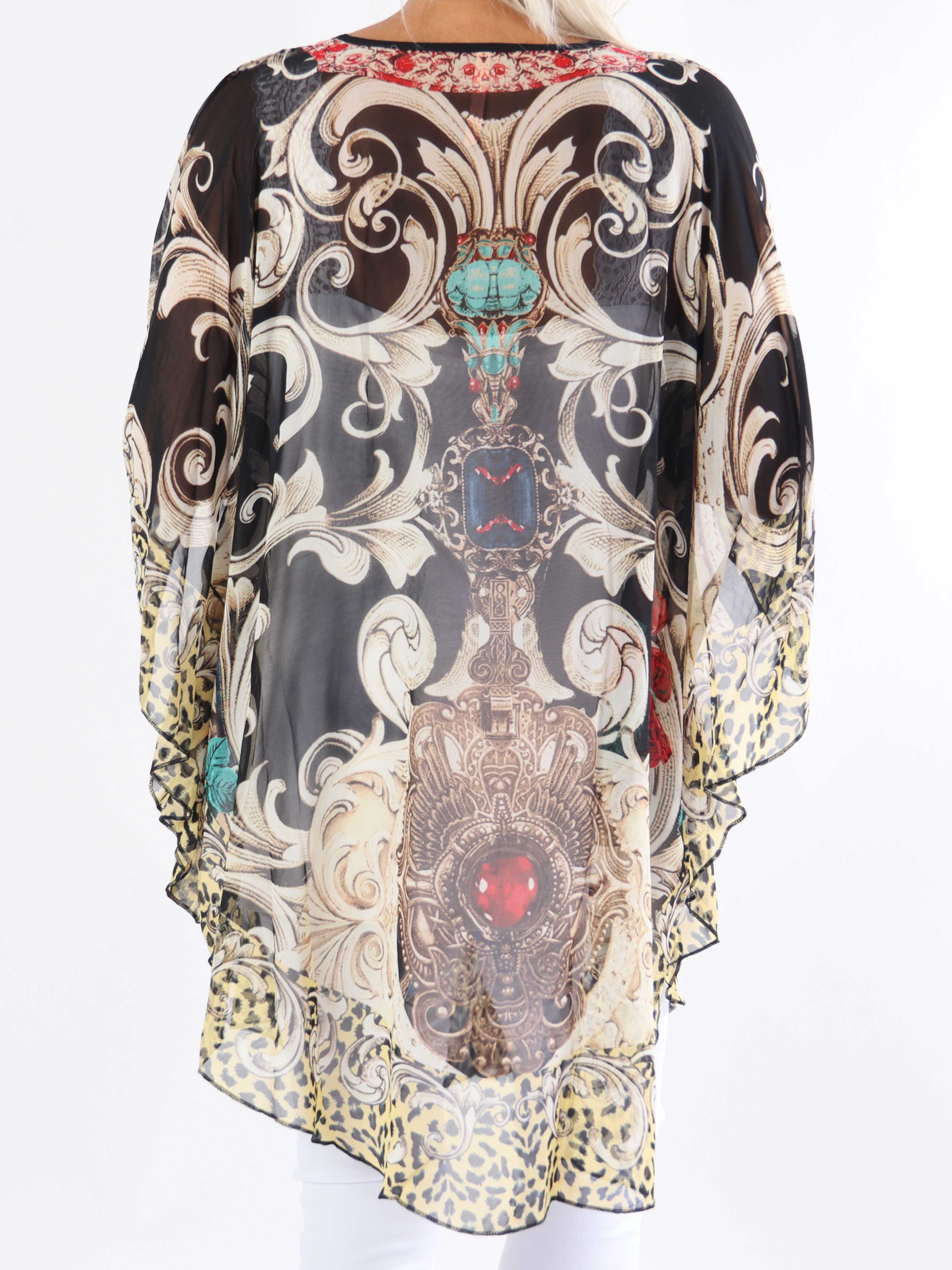 Josefina - Halvgenomskinlig plus size-tunika med dragsko