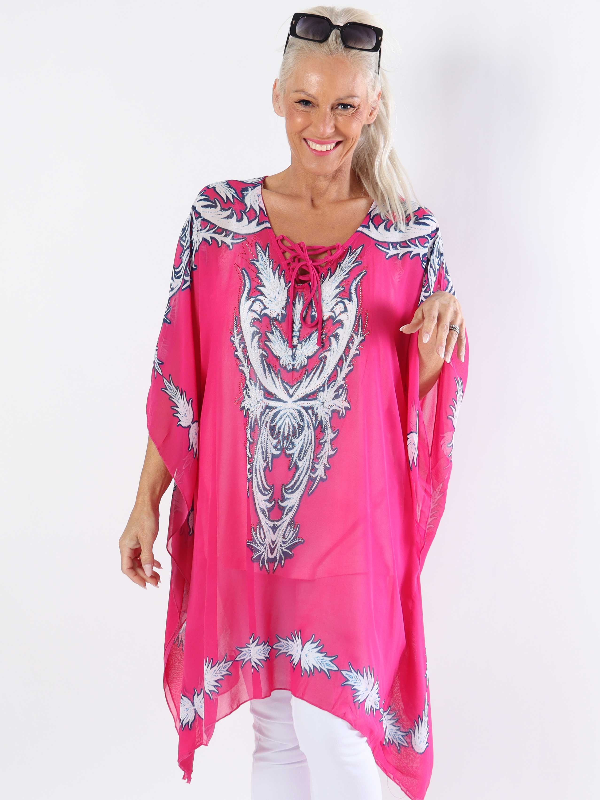 Josefina - Halvgenomskinlig plus size-tunika med dragsko