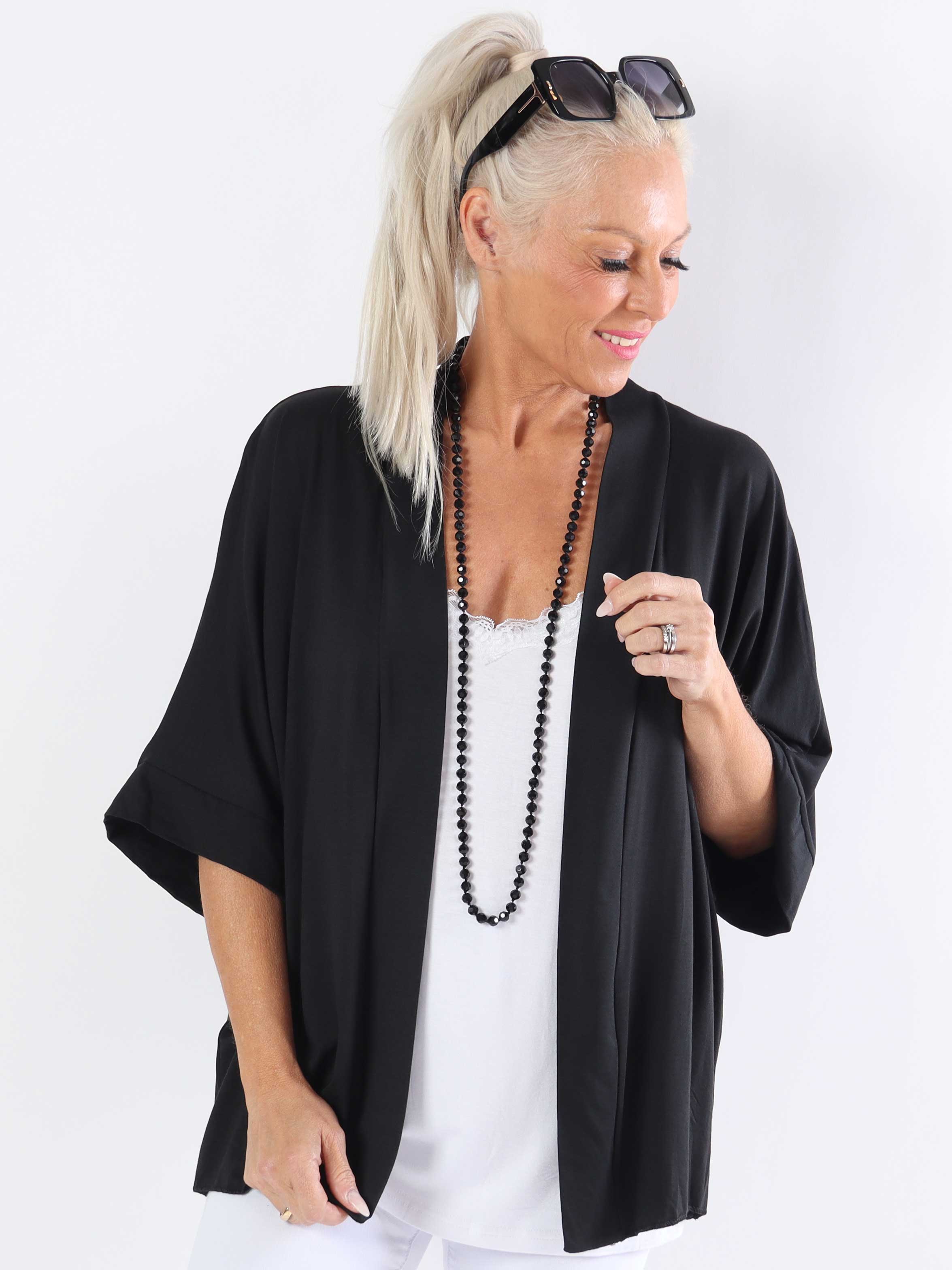 Mimi - Plus size enfärgad kofta i viskos