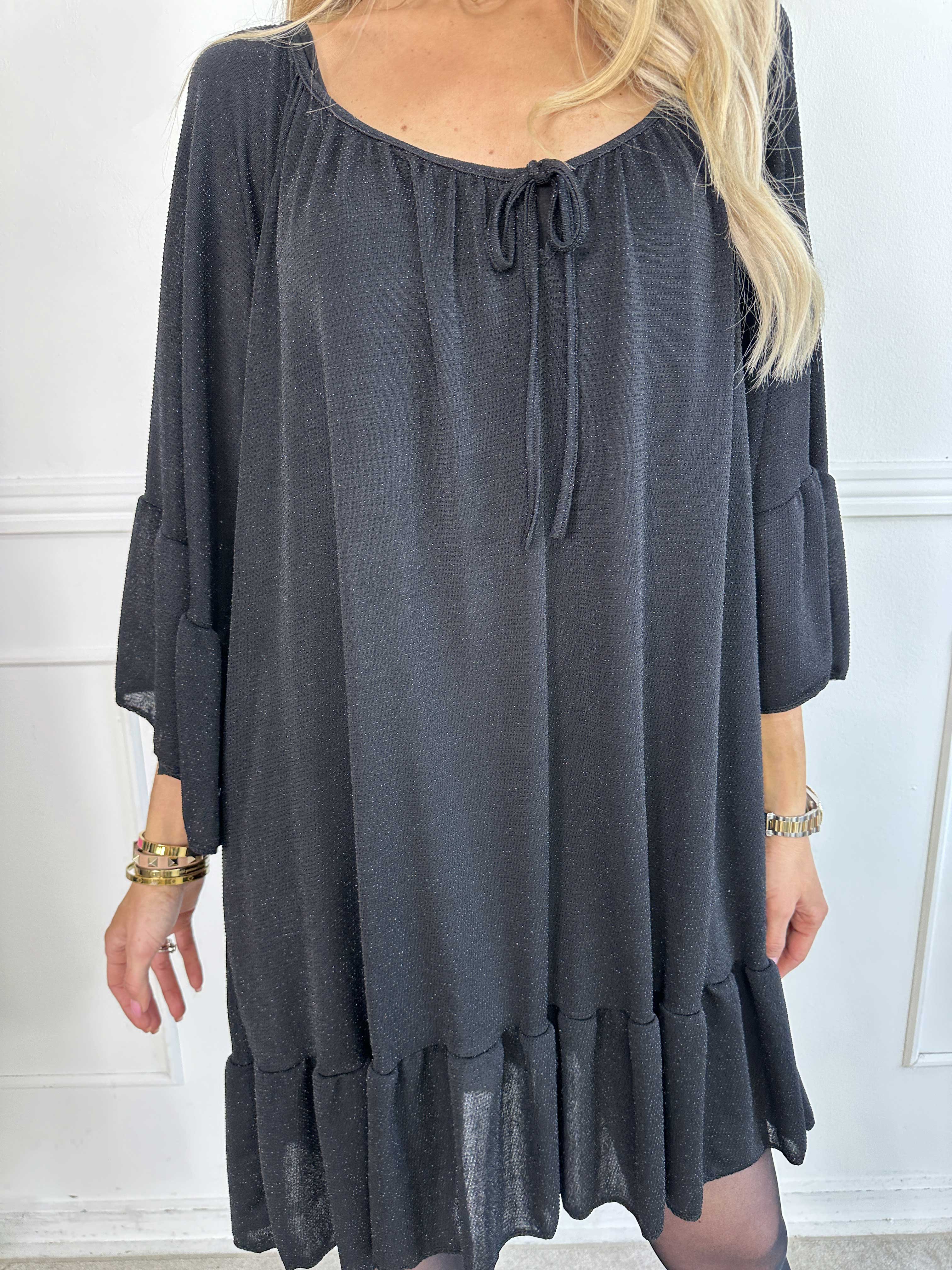 Novia Glitter - Elastisk klänning med glittertrådar och volanger