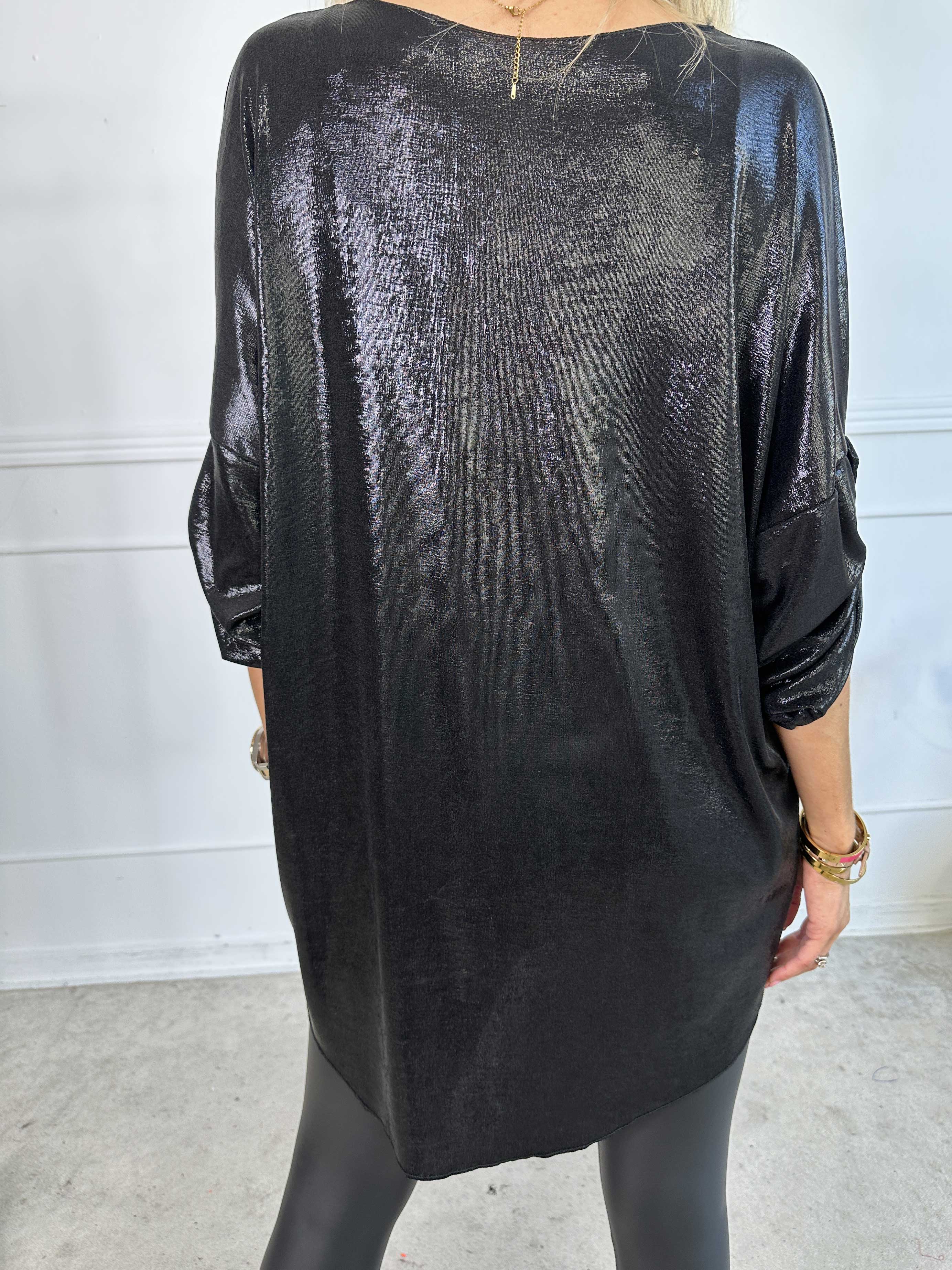 Subira - Glansig tunika med v-ringning