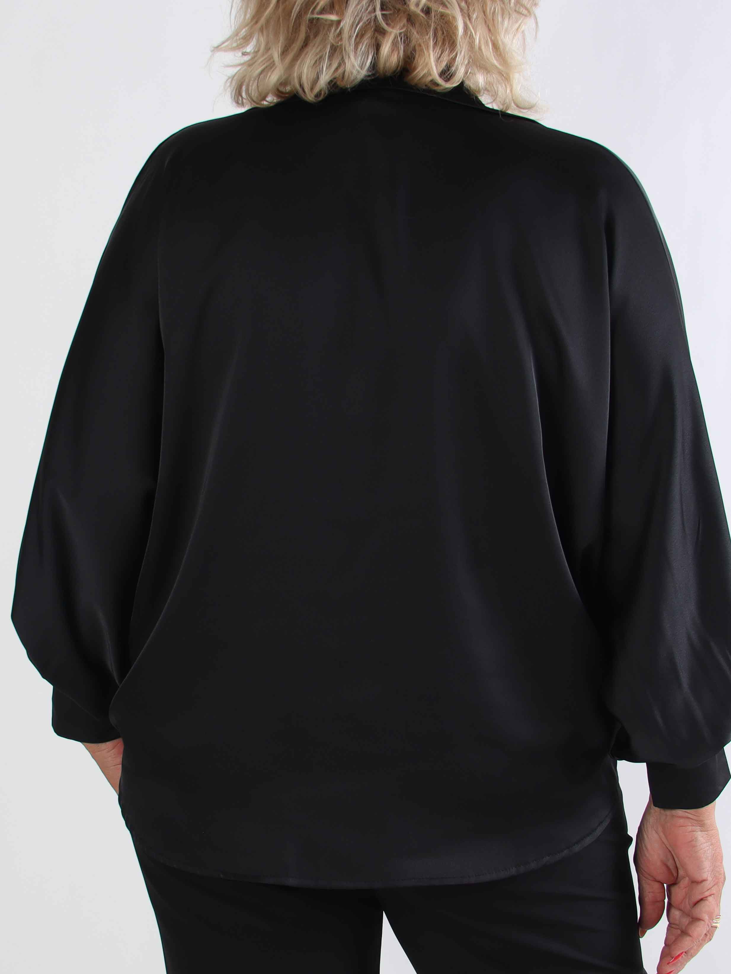 Feliciti - Shiny plus size skjorta med fladdermusärmar