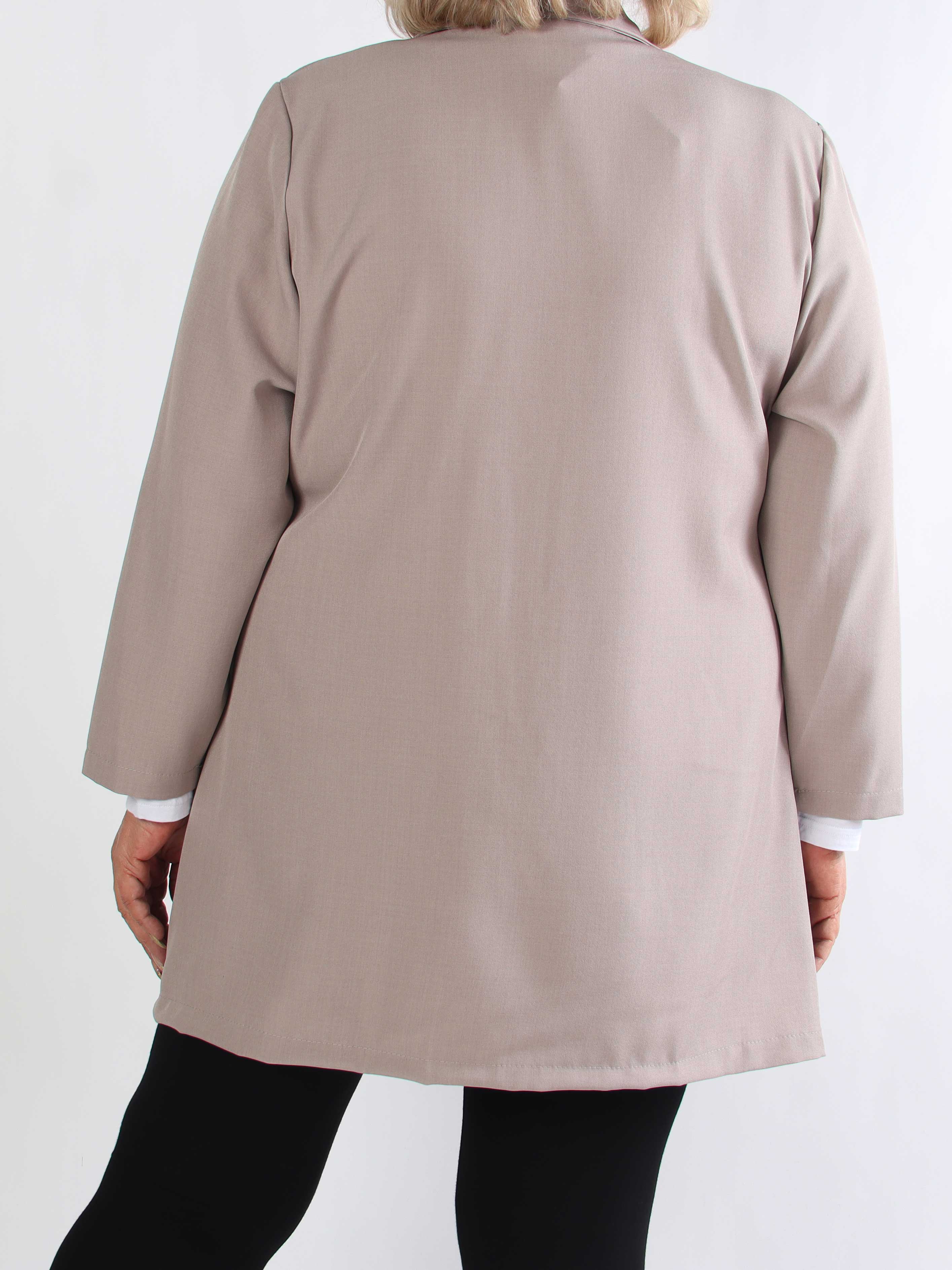 Lanthe Long Plain - Lang ensfarvet plus size blazer