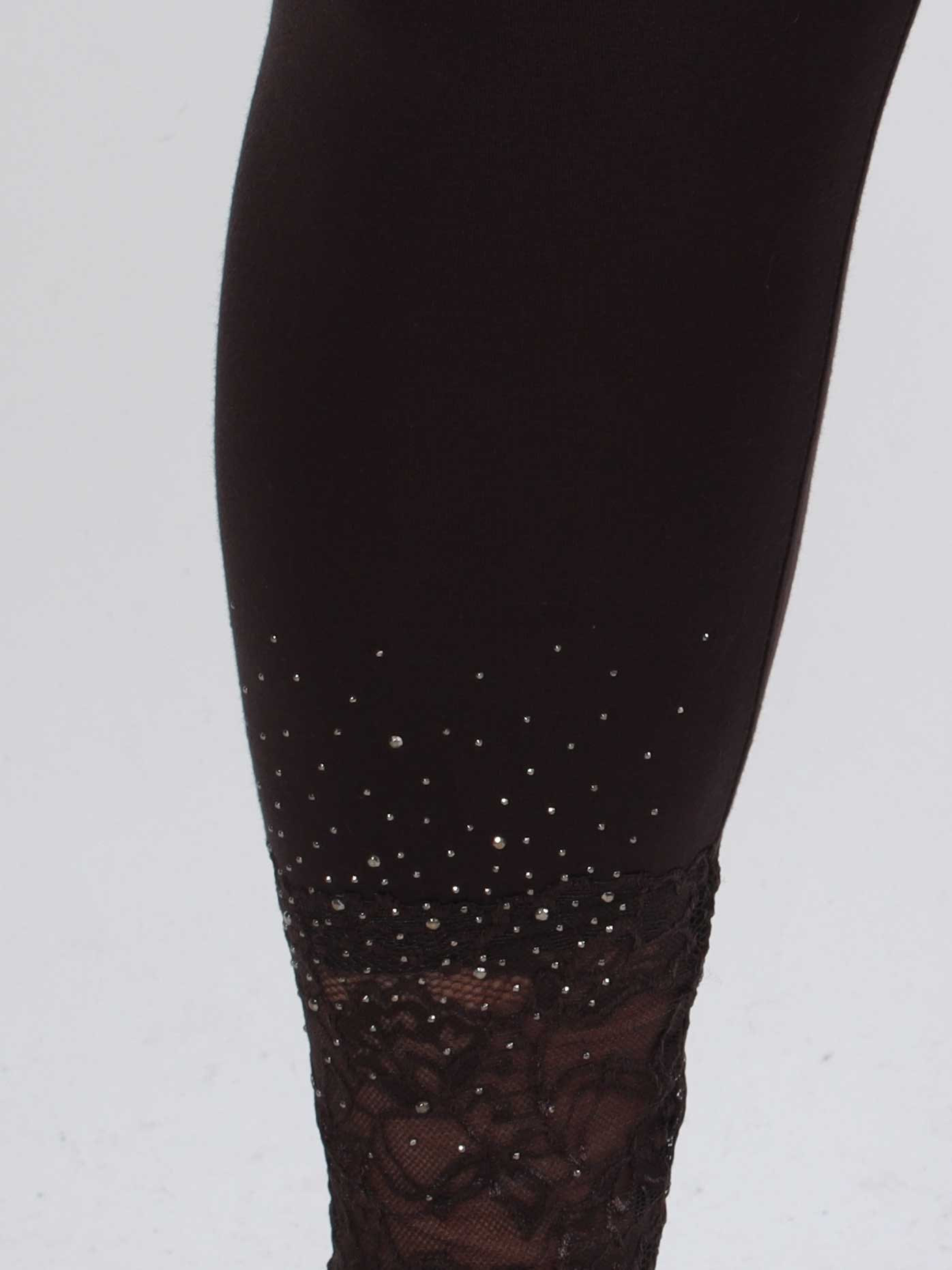 Kia - Bløde leggings i viskose med blondekant og similisten