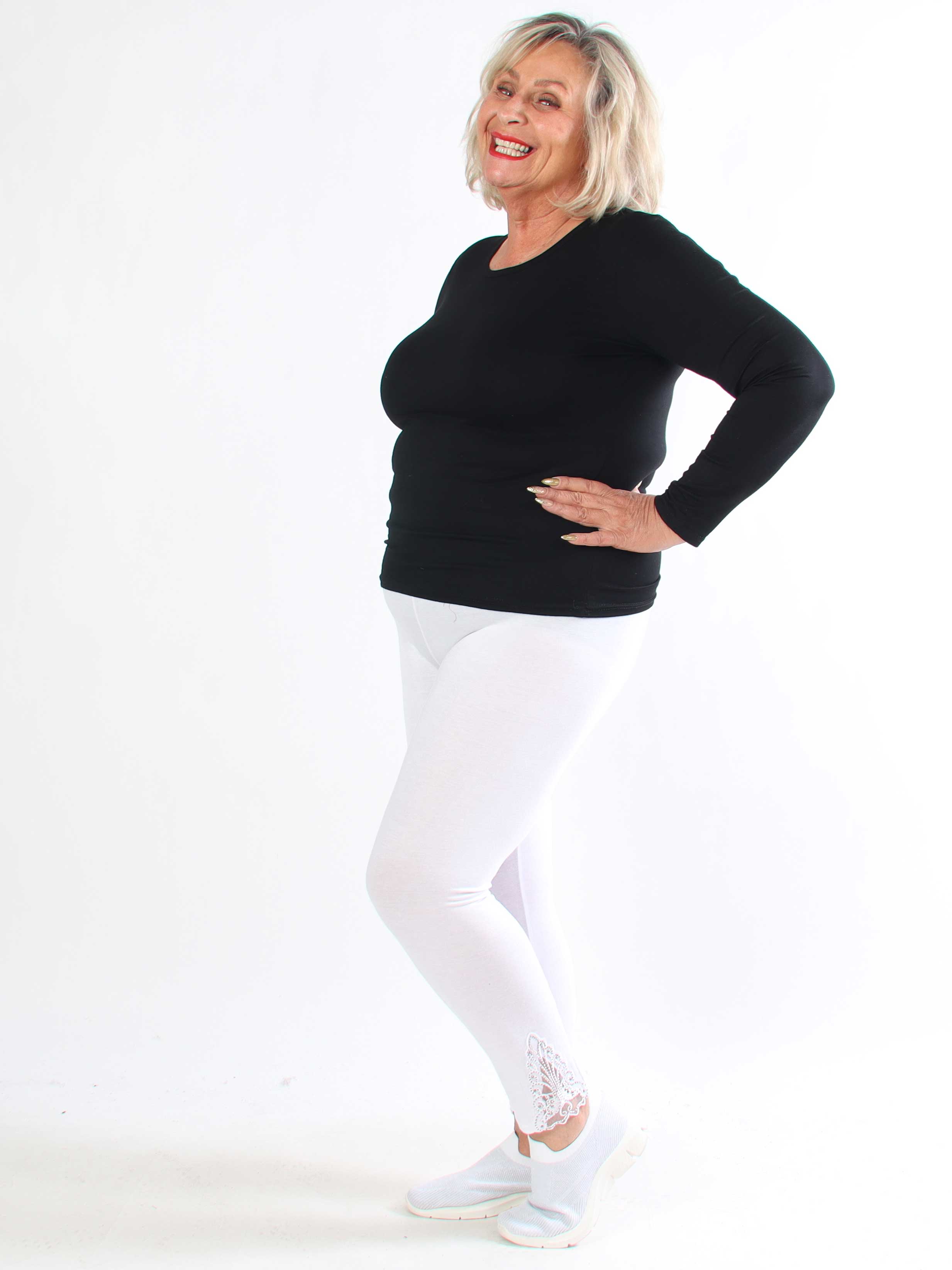 Jackie - Bløde leggings i viskose med blonde og similisten