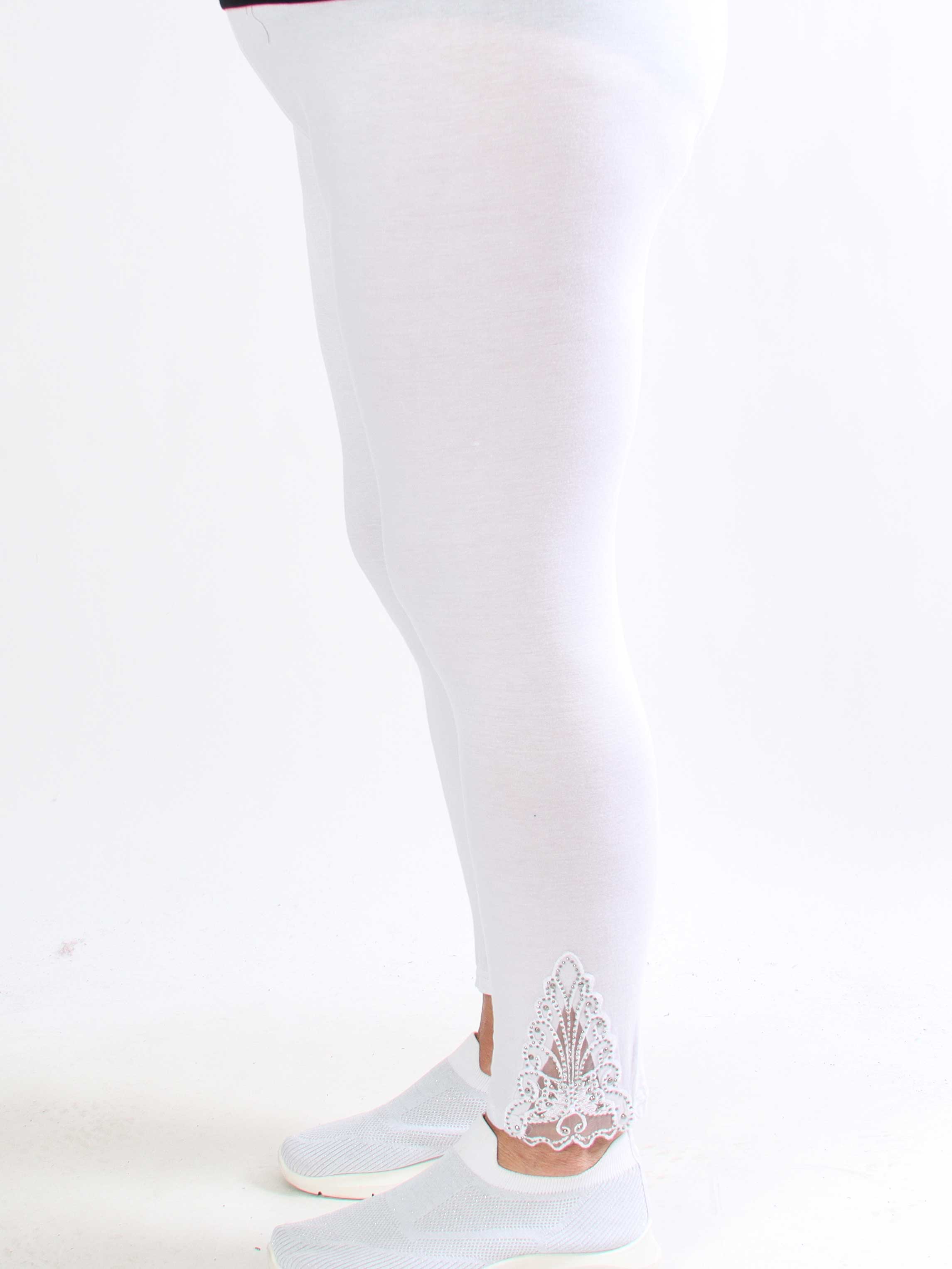 Jackie - Bløde leggings i viskose med blonde og similisten