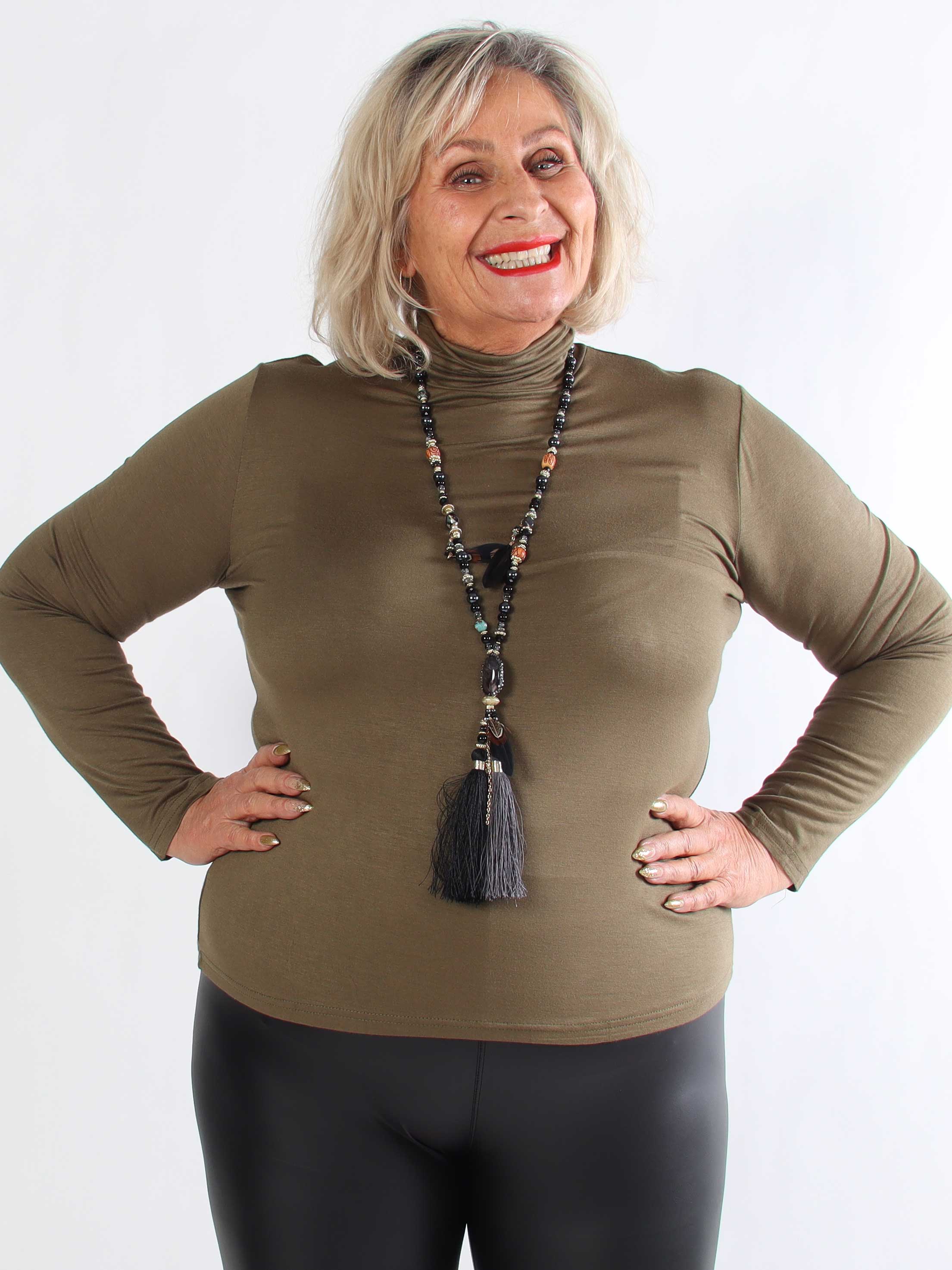 Noras - Langærmet basis bluse i viskose med turtleneck