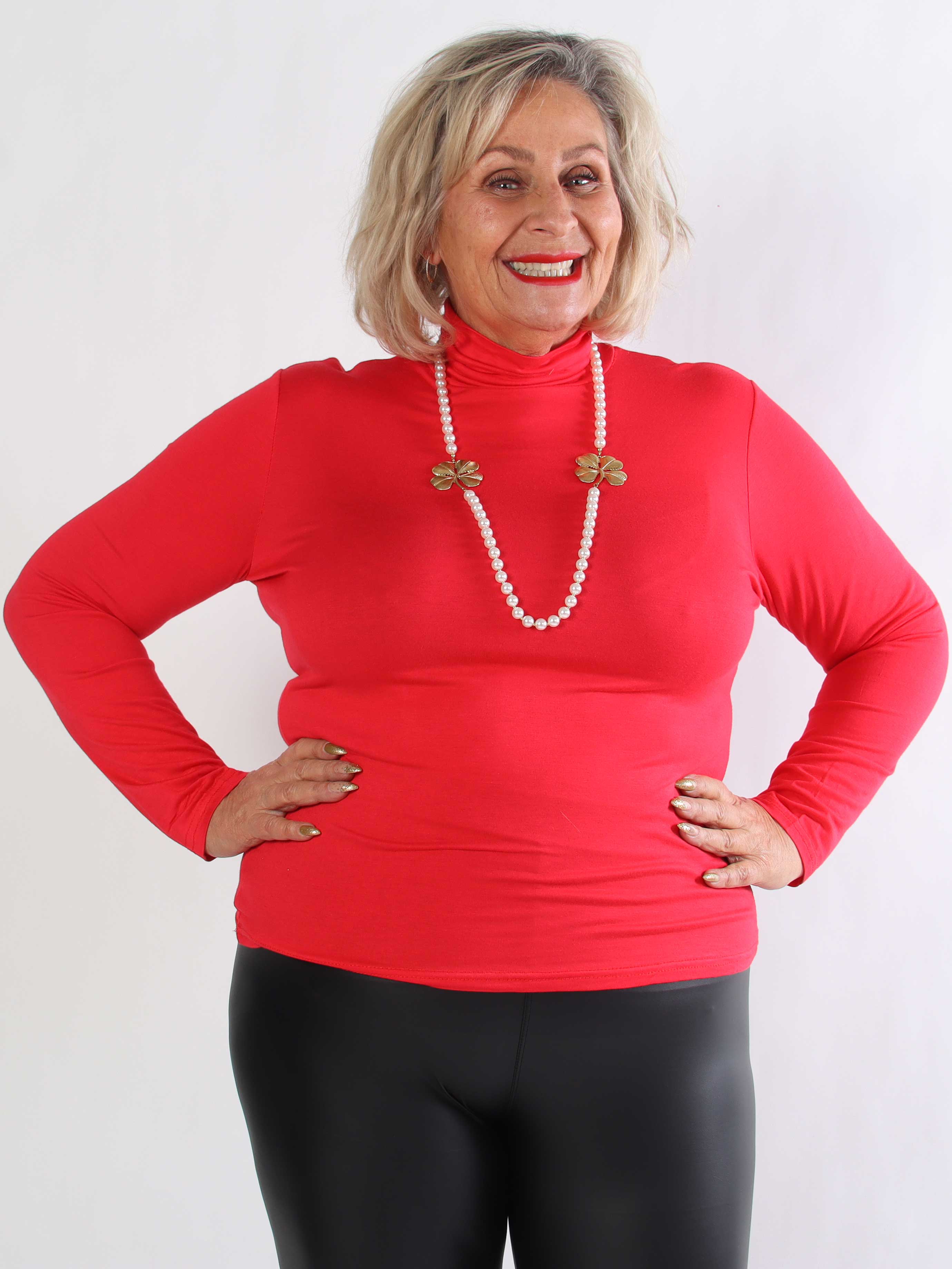 Noras - Langærmet basis bluse i viskose med turtleneck