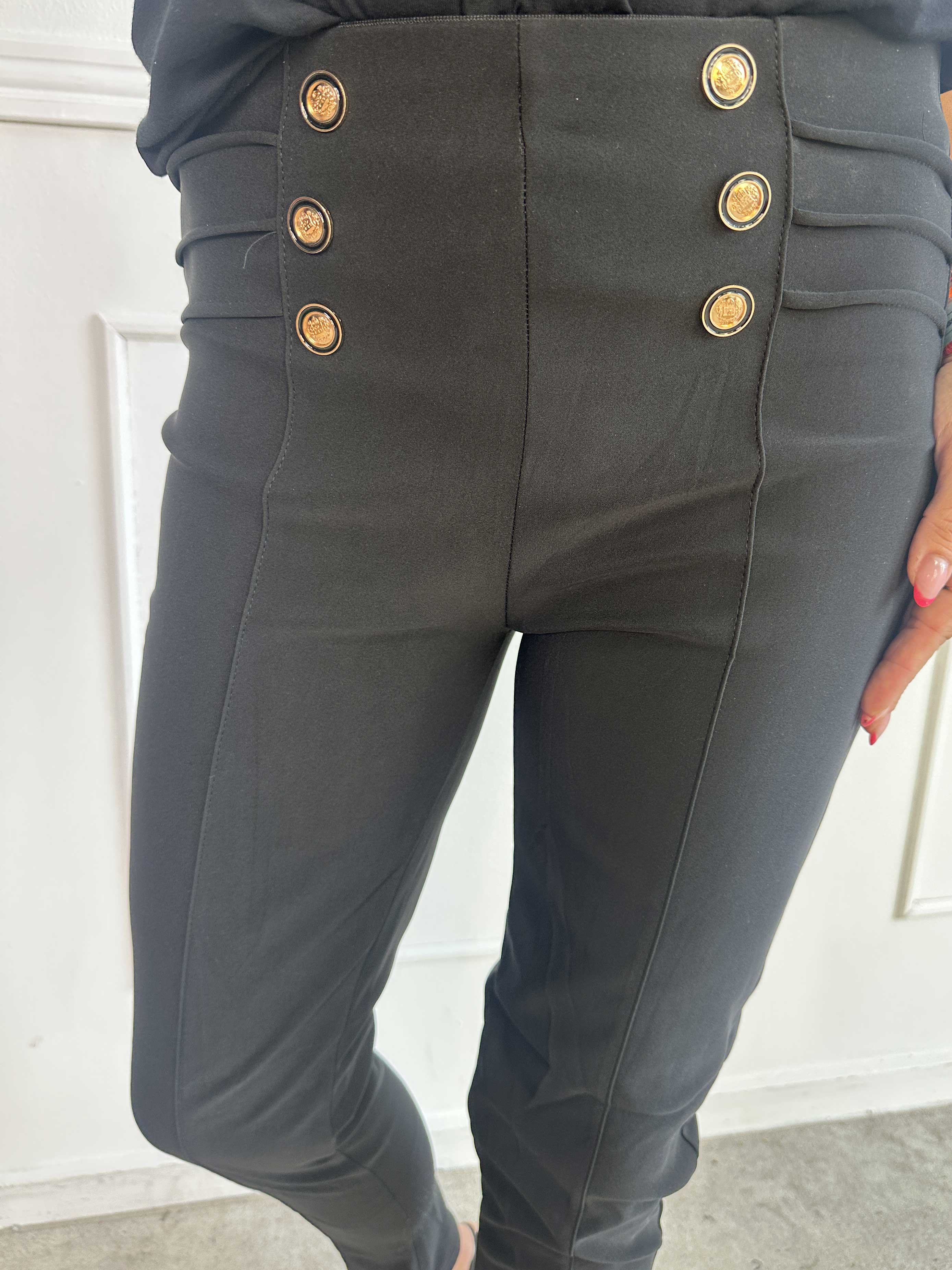 Jolie - Mjuka elastiska leggings med guldknappar