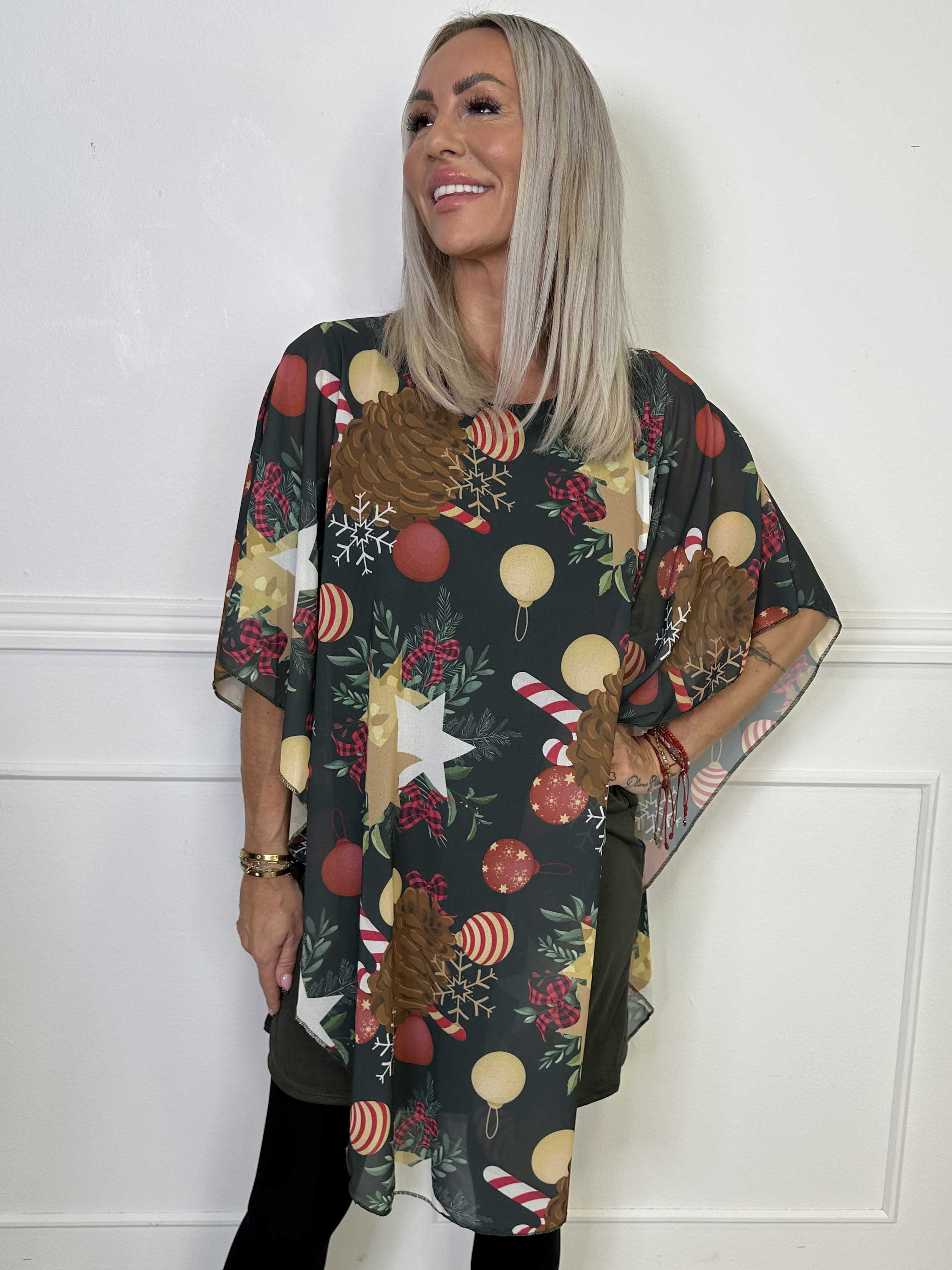 Kenya Pinecone - Tunikaklänning med julmotiv på chiffonglagret