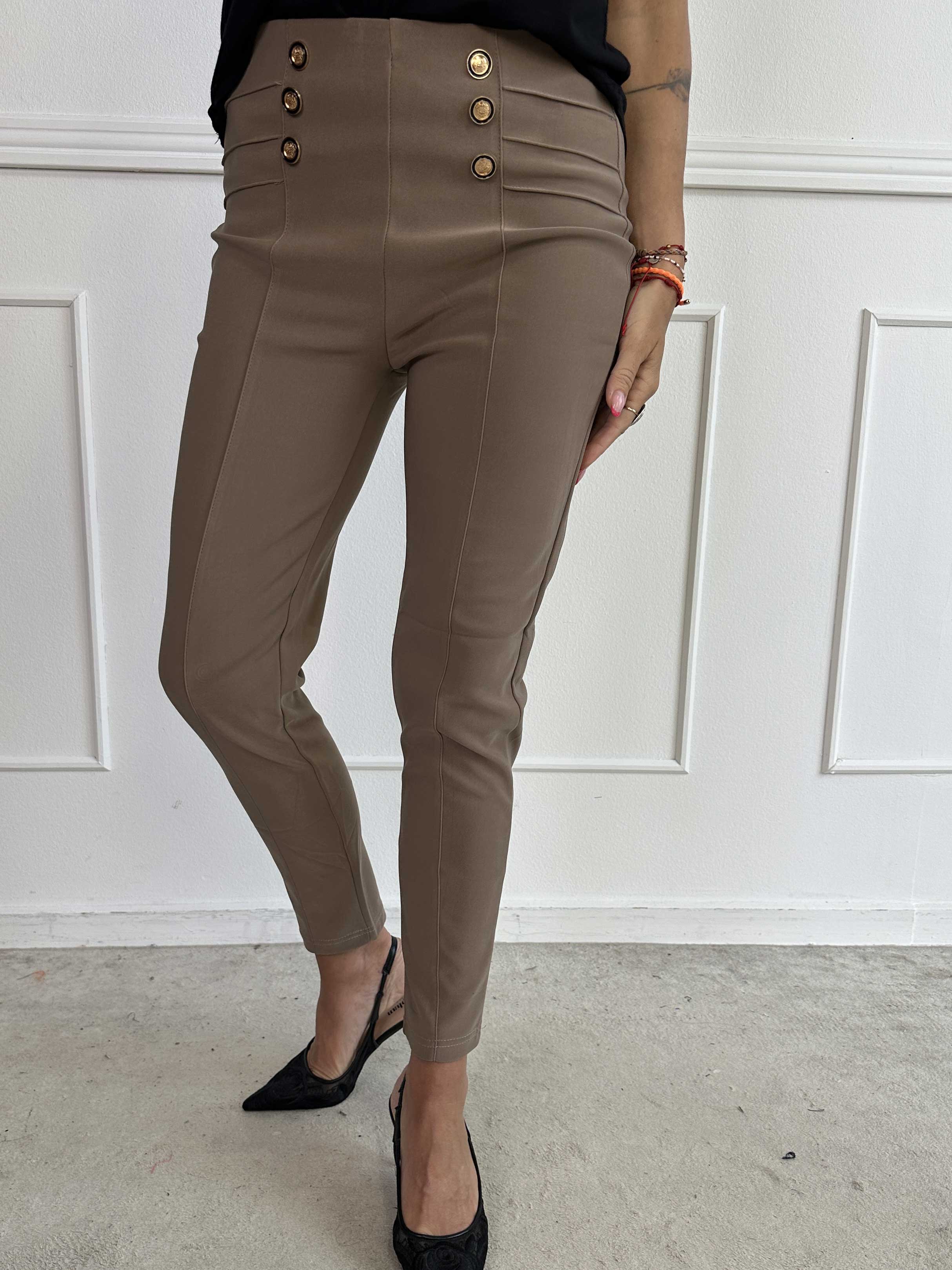 Jolie - Mjuka elastiska leggings med guldknappar